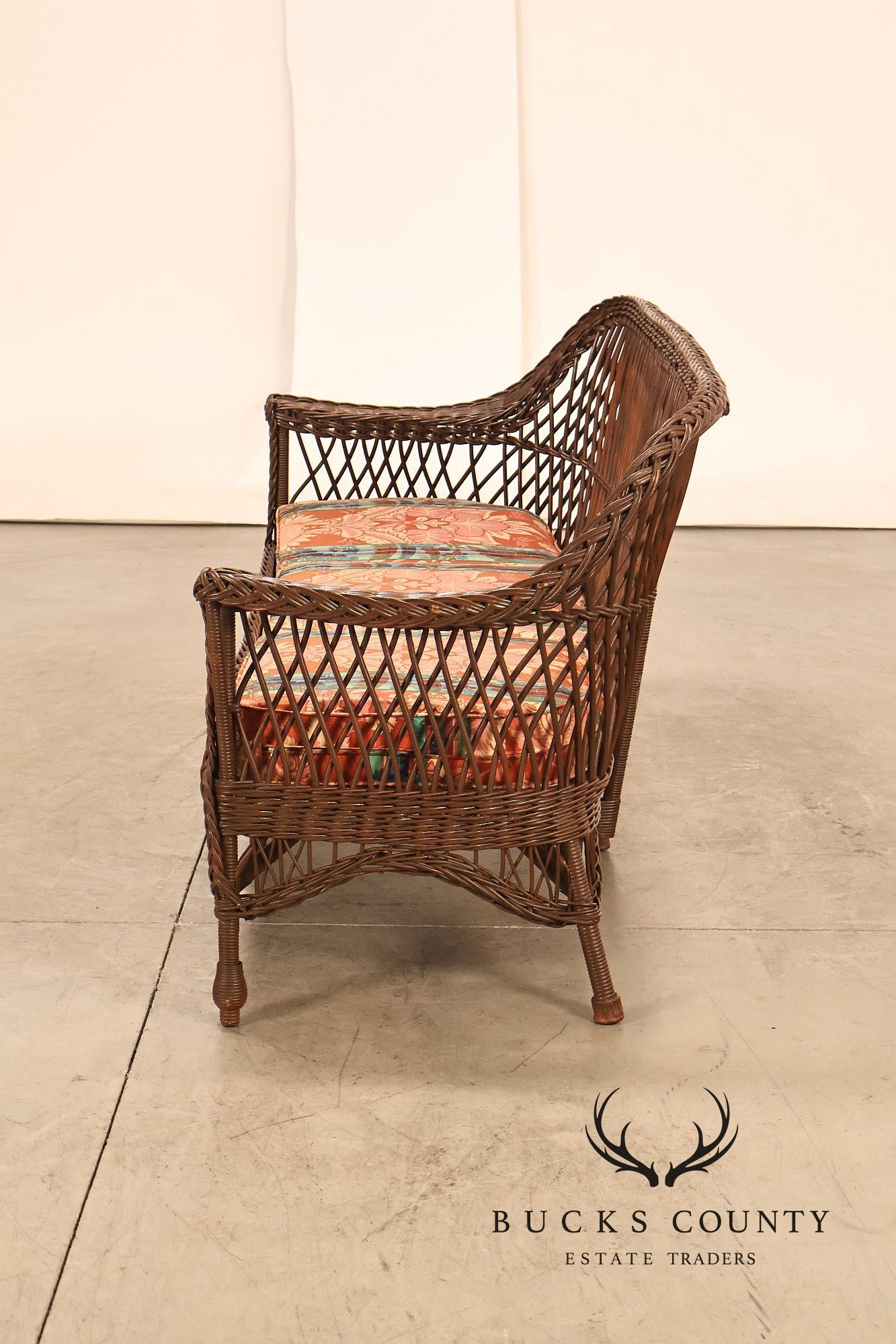 Antique Bar Harbor Style Wicker Sofa