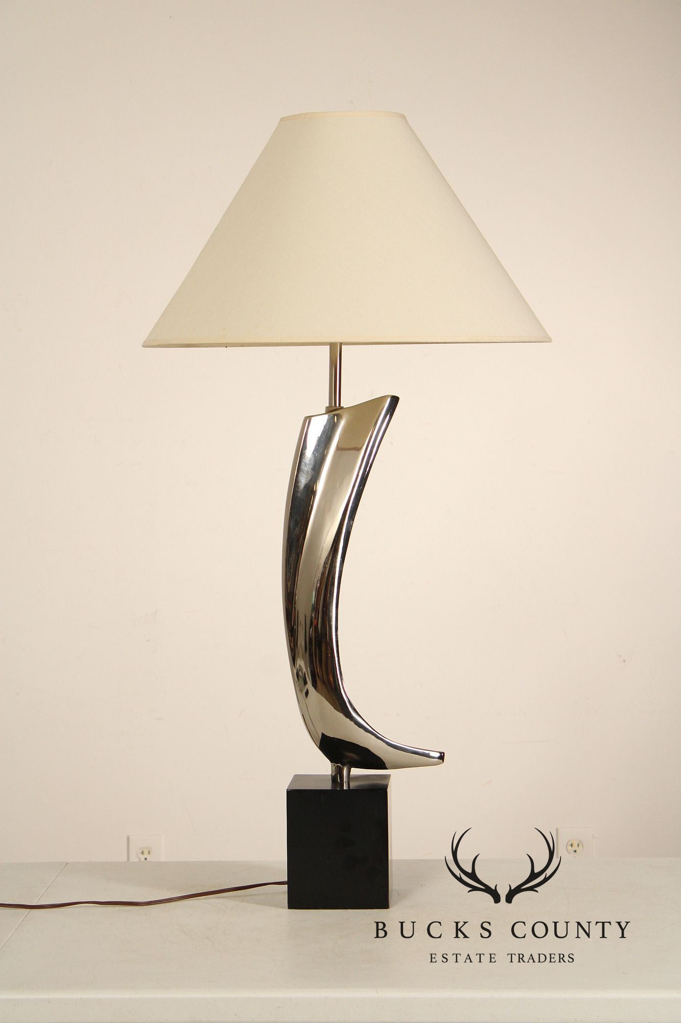 Richard Weiss & Harold Barr Modern Sculpted Chrome Table Lamp