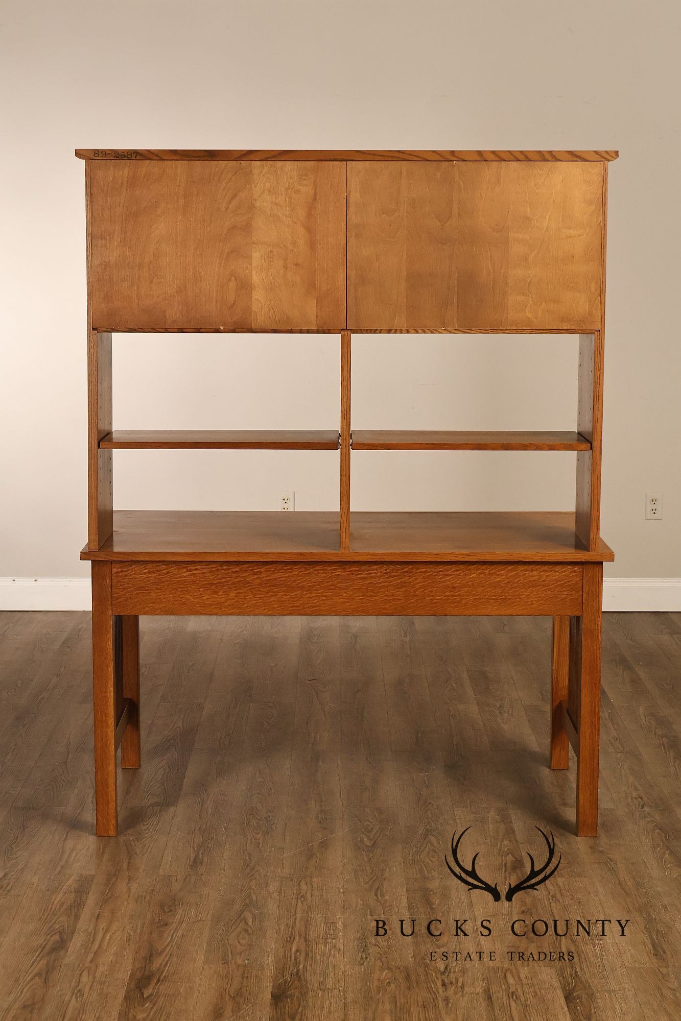Stickley Mission Collection Oak Spindle Desk with Hutch