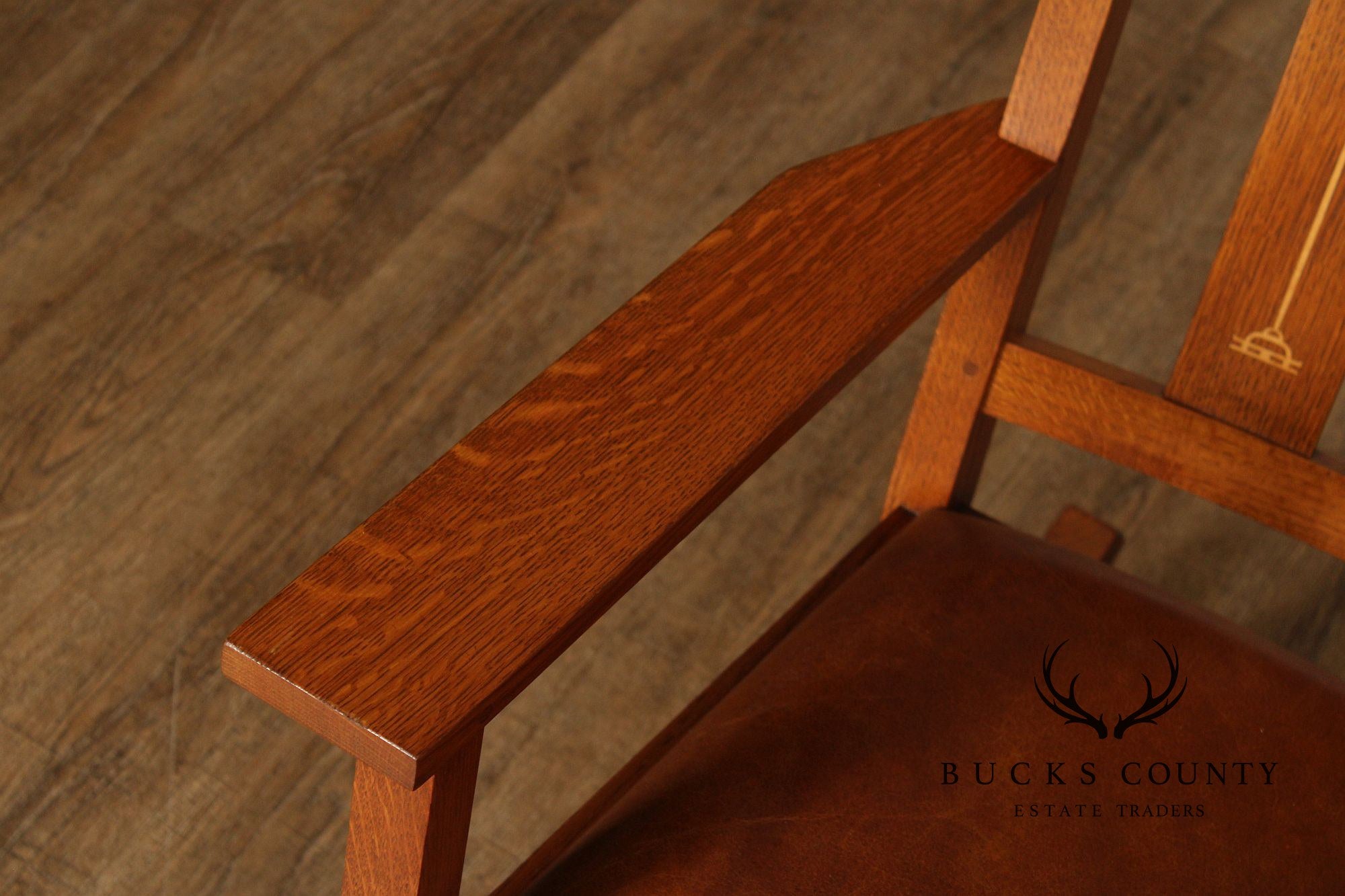 Stickley Mission Collection Harvey Ellis Inlaid Oak Rocker
