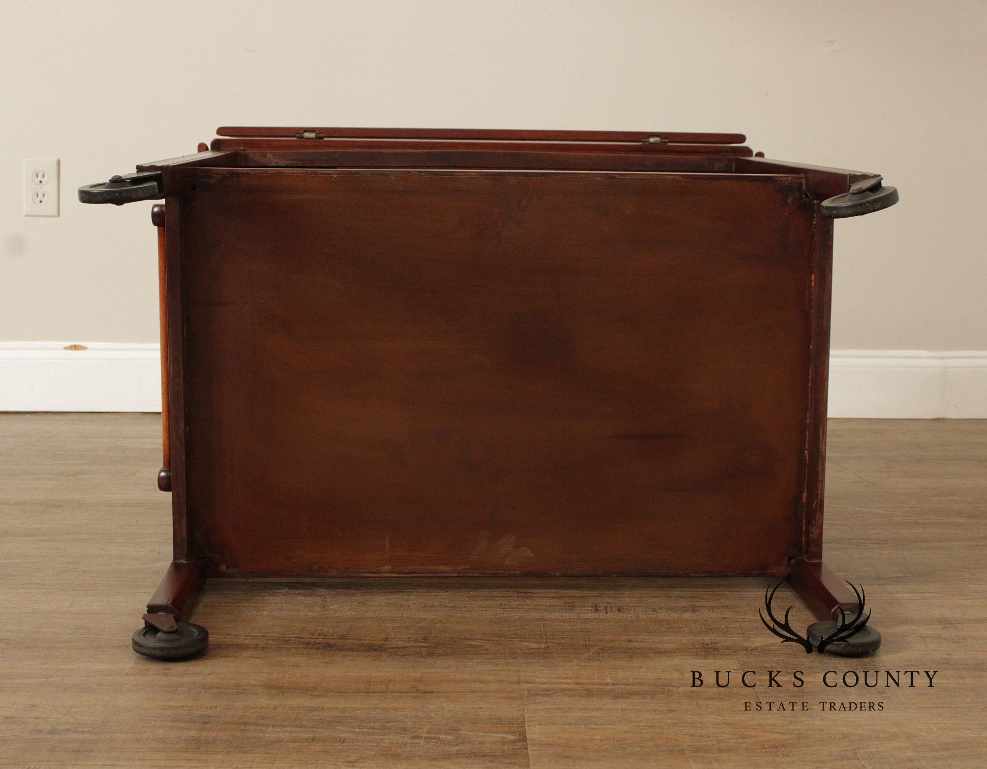 Chippendale Style Vintage Mahogany Butler's Tray Bar Cart