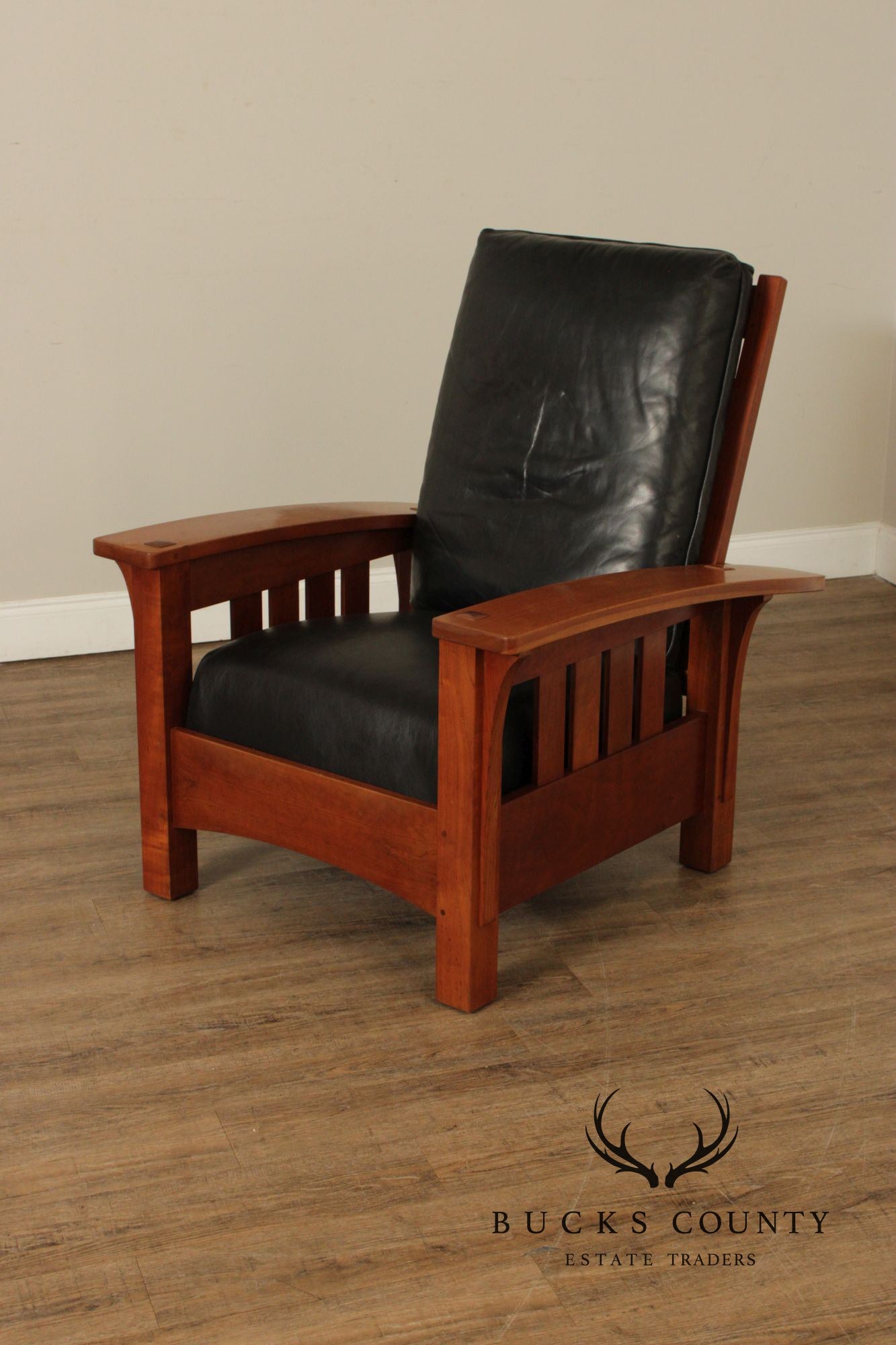 Stickley Mission Collection Bow Arm Morris Chair and Ottoman
