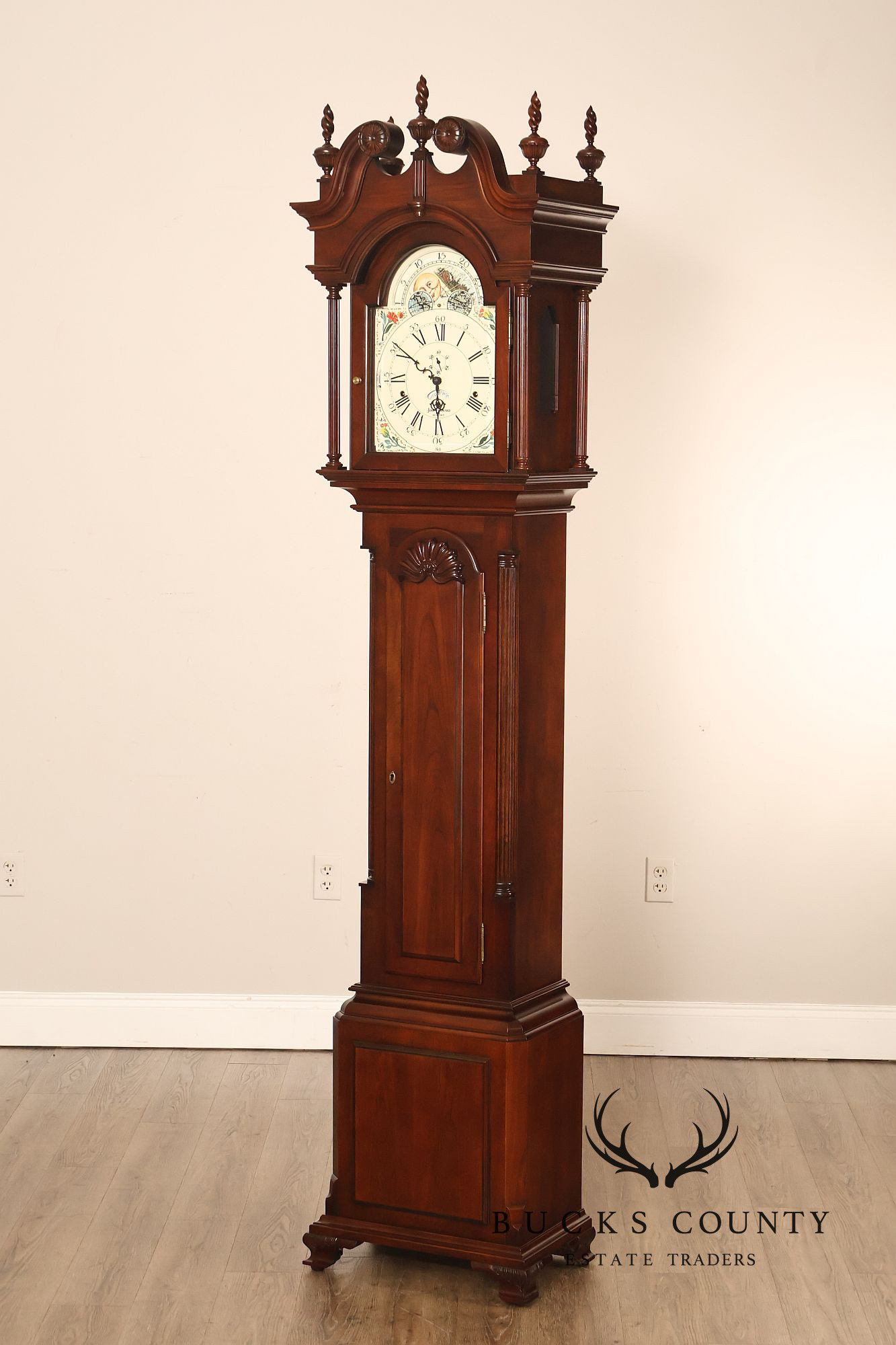 Sligh John Goddard Cherry Newport Tall Cased Grandfather Clock
