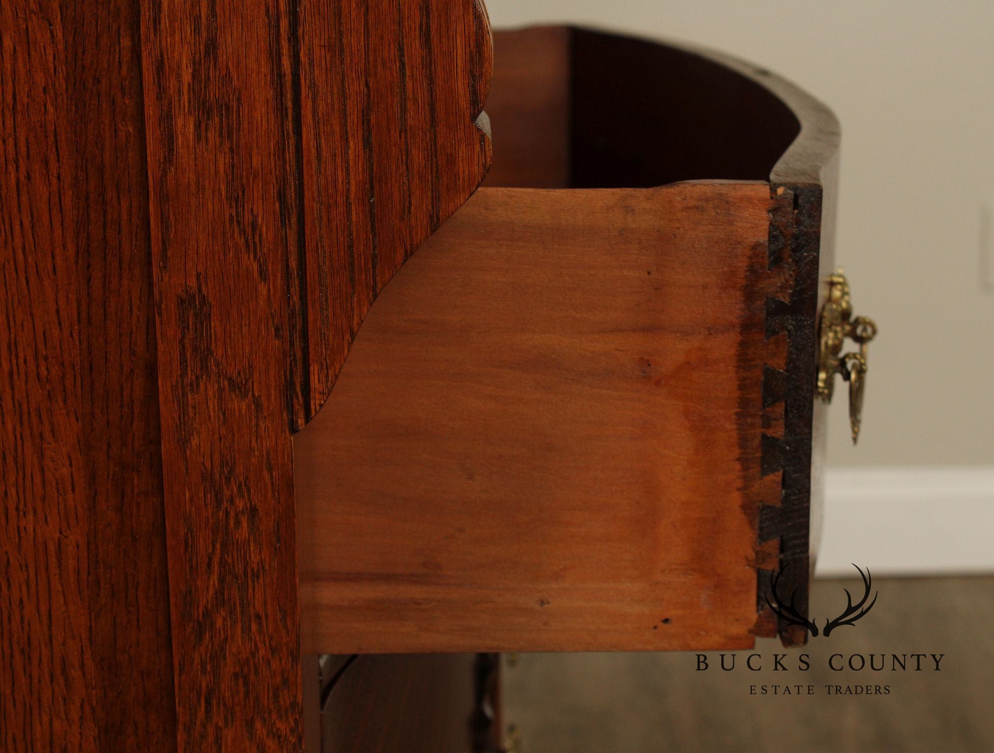 Antique Victorian Renaissance Revival Mirrored Oak Sideboard