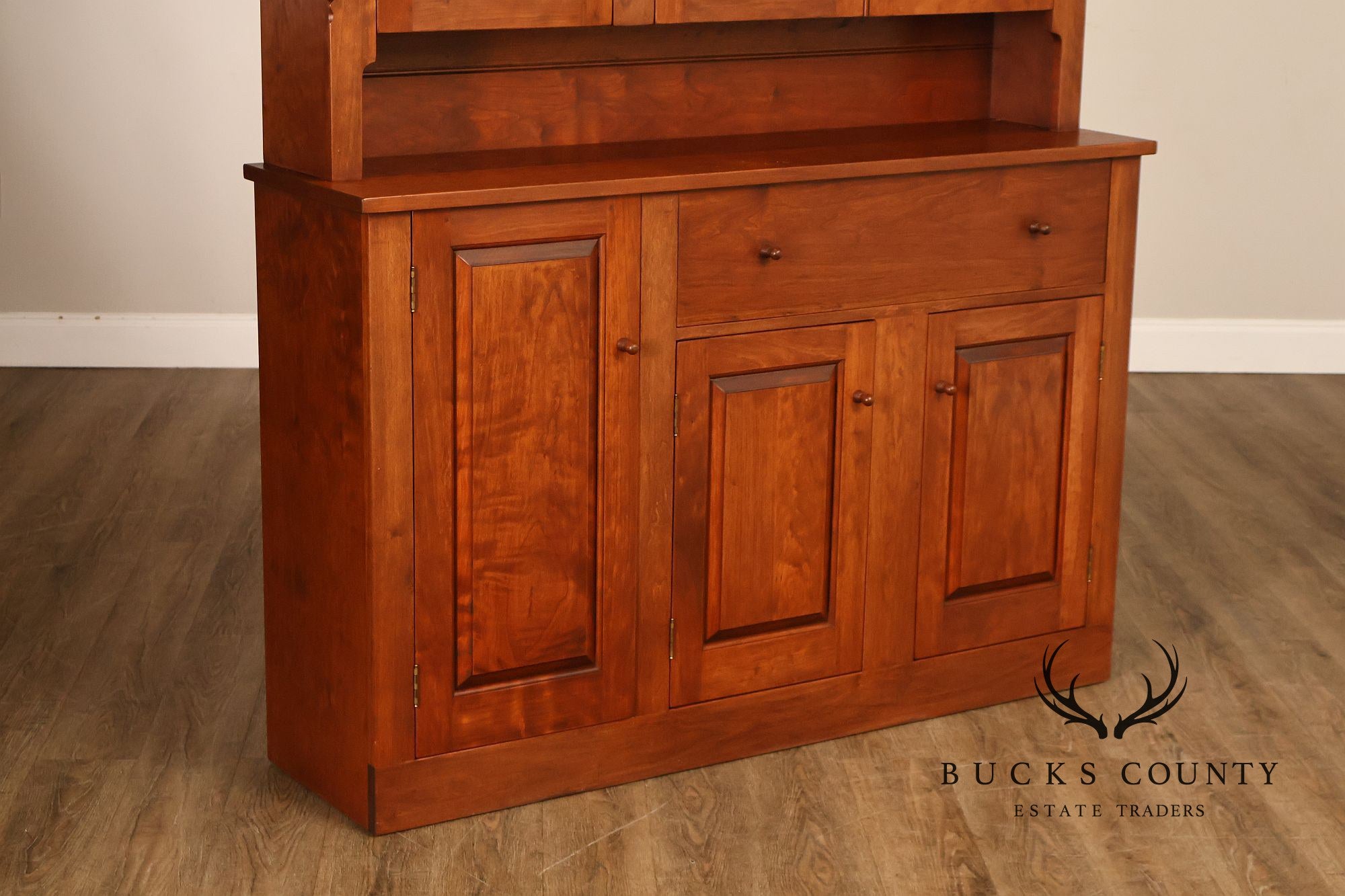 D.R. Dimes Cherry Two Piece Step Back Country Hutch Cabinet