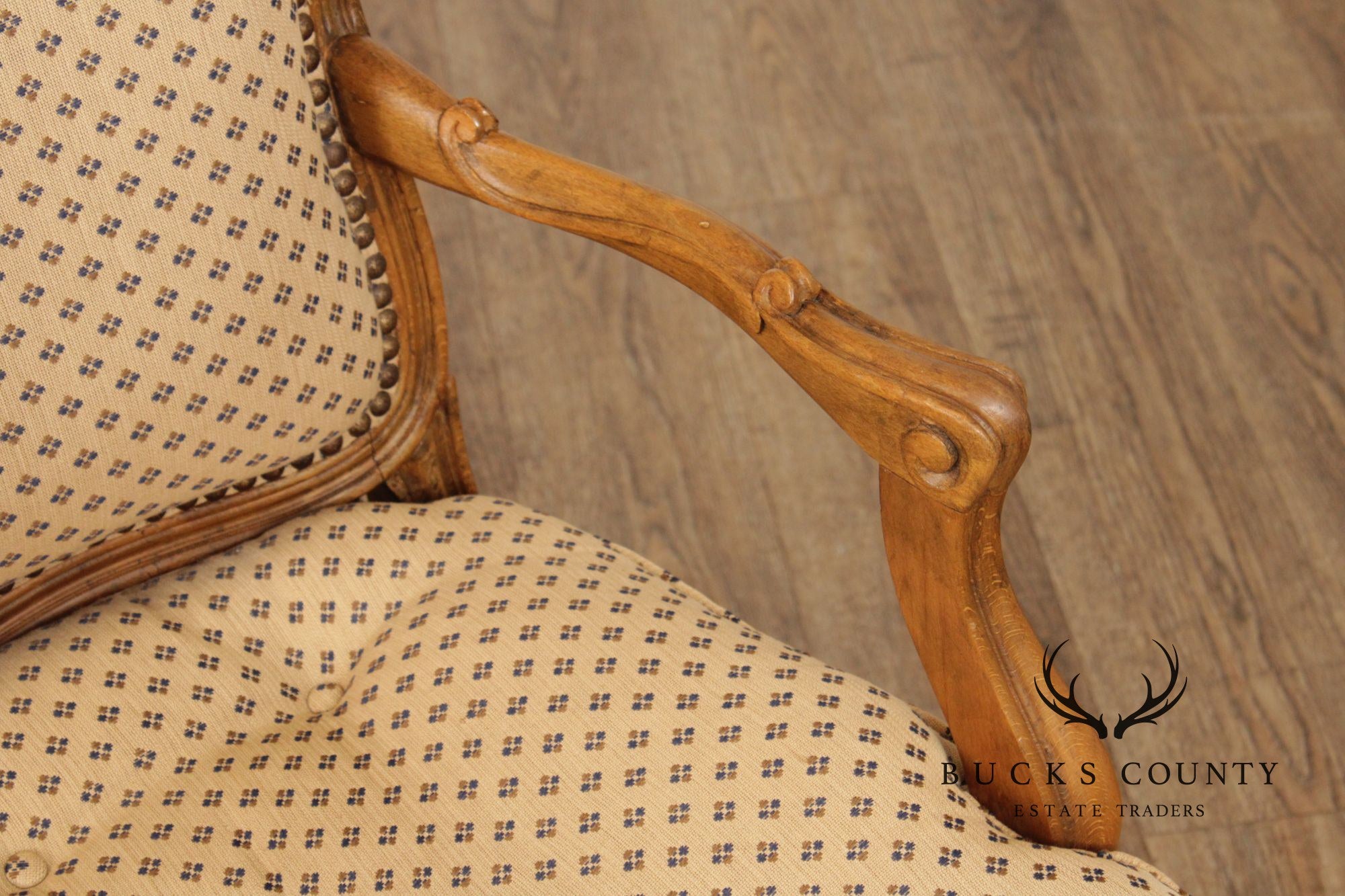 French Provincial Style Carved Frame Fauteuil Armchair