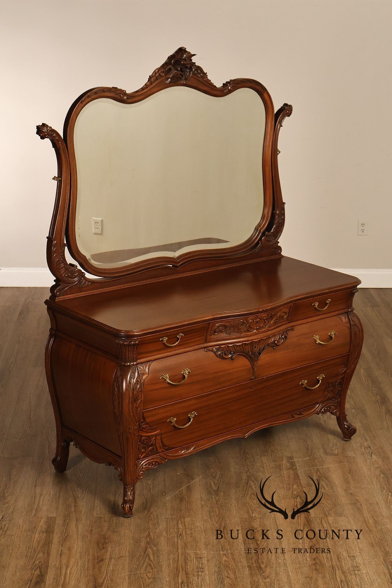Antique R. J. Horner Carved Mahogany Dresser With Mirror