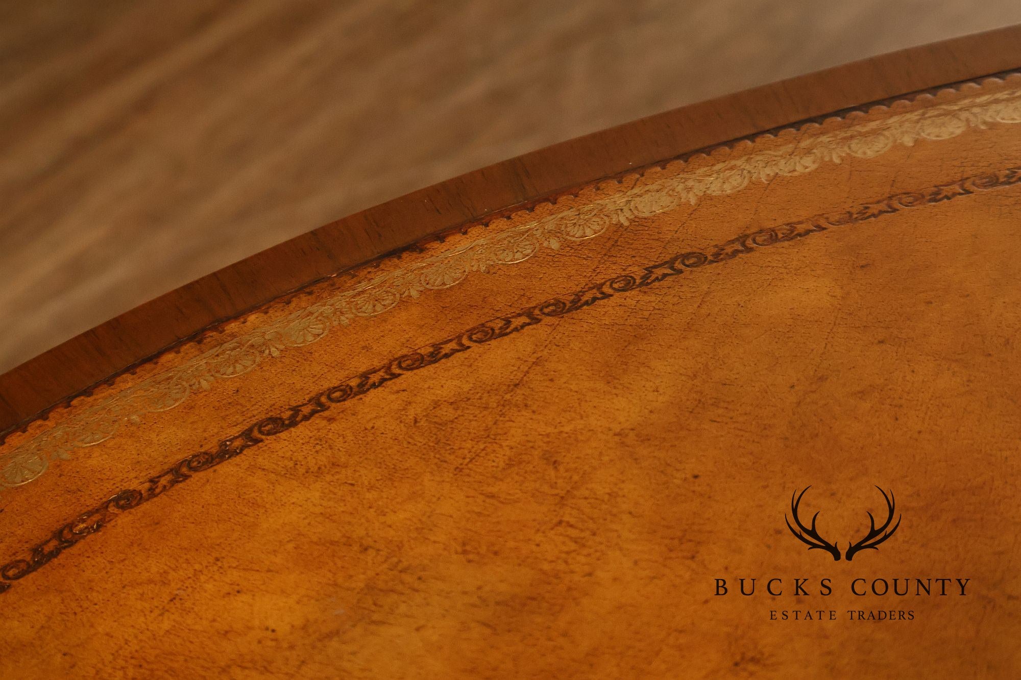 Maitland-Smith Regency Style Oval Leather Top Writing Table