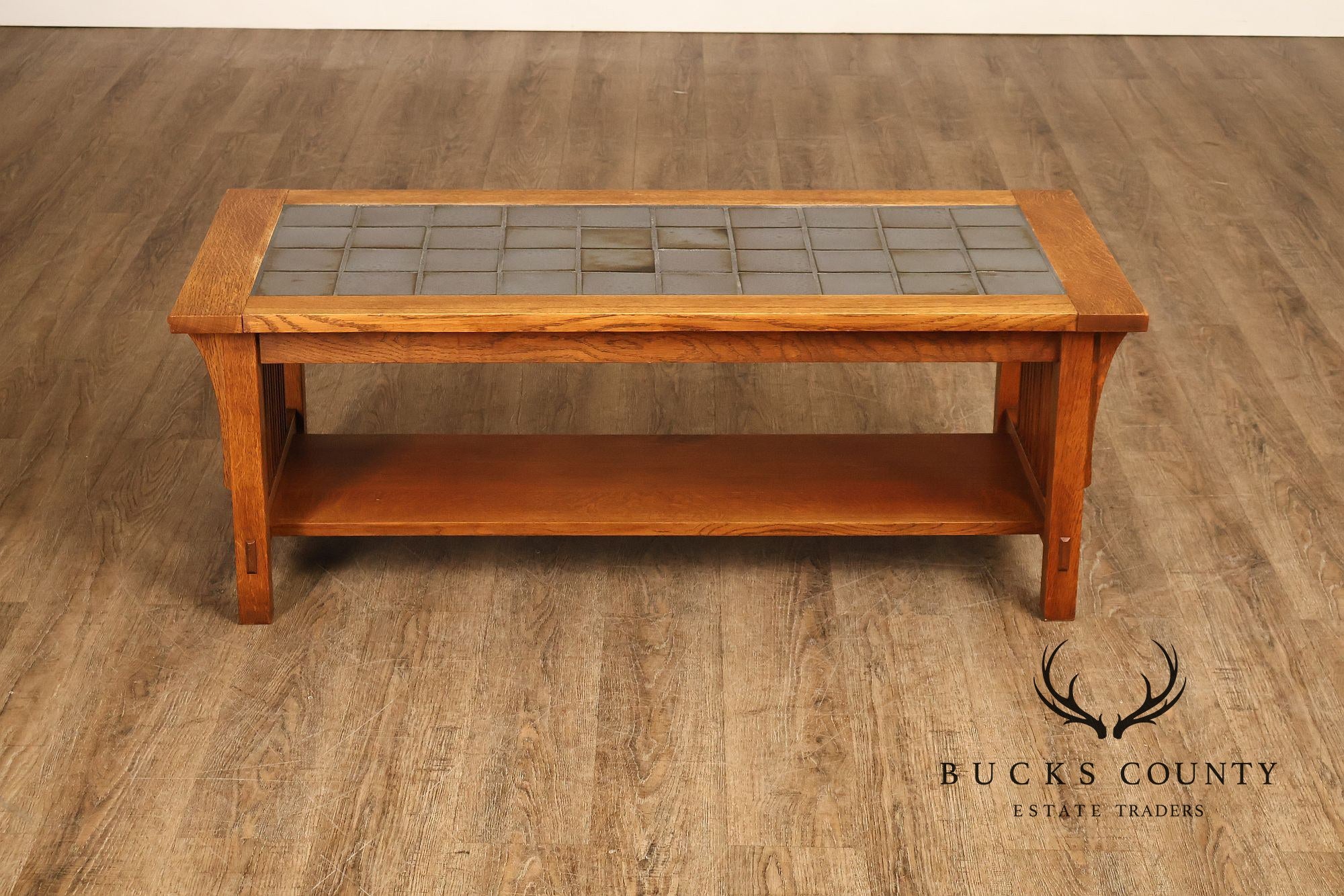 Stickley Mission Collection Oak Tile Top Coffee Table