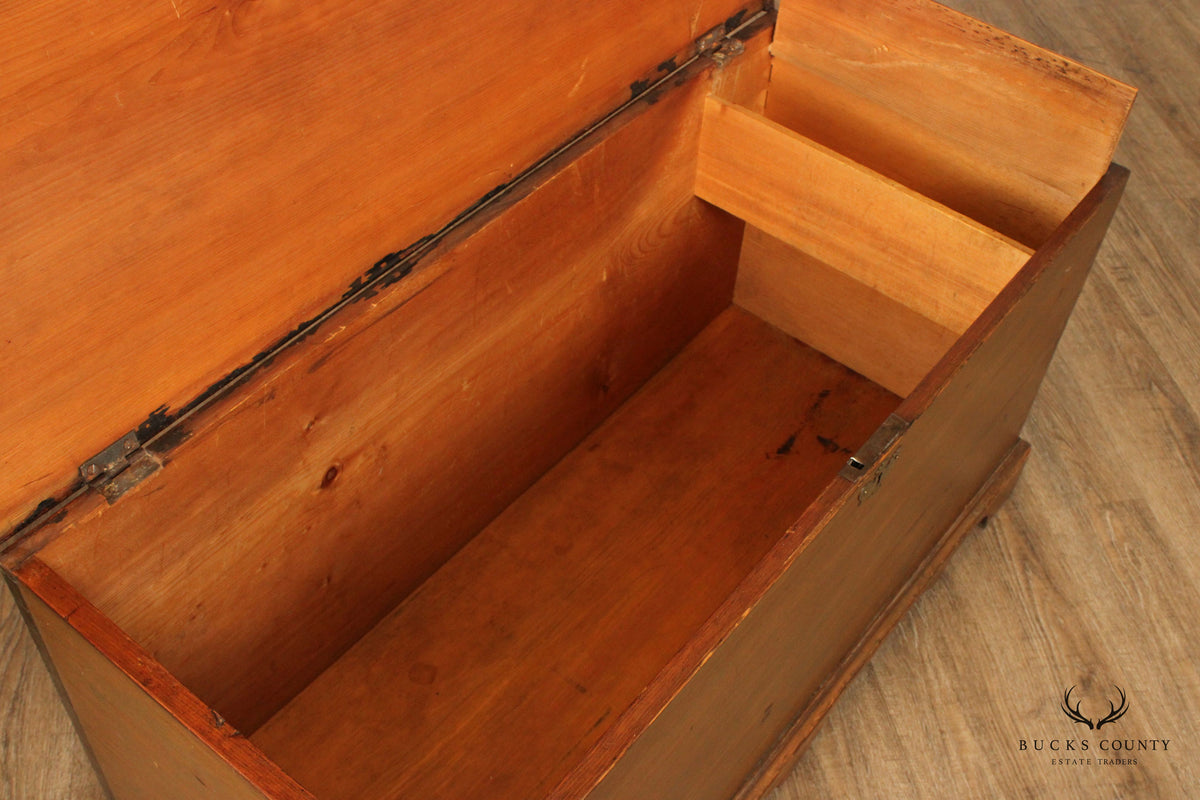Antique Chippendale Style Dovetailed Blanket Chest With Till