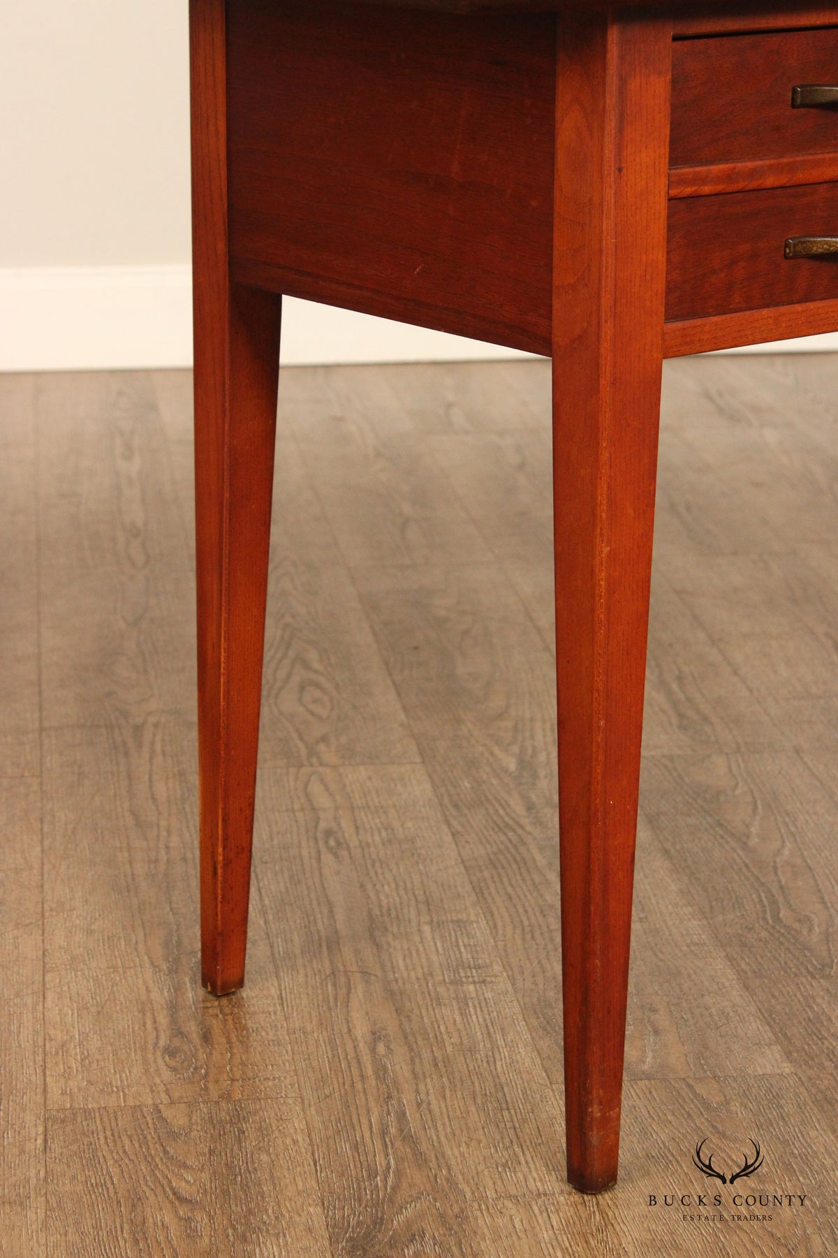 Lane Mid Century Modern Walnut And Burl Wood Console Table