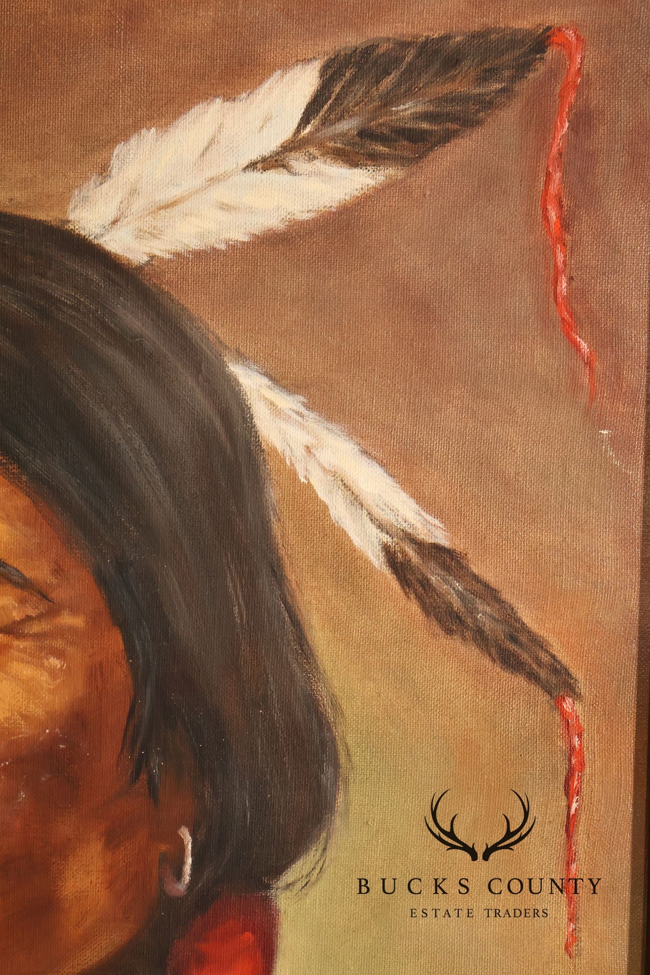Framed Native American Portrait Painting Signed Wil Hamond 1981 "Lone Hawk"