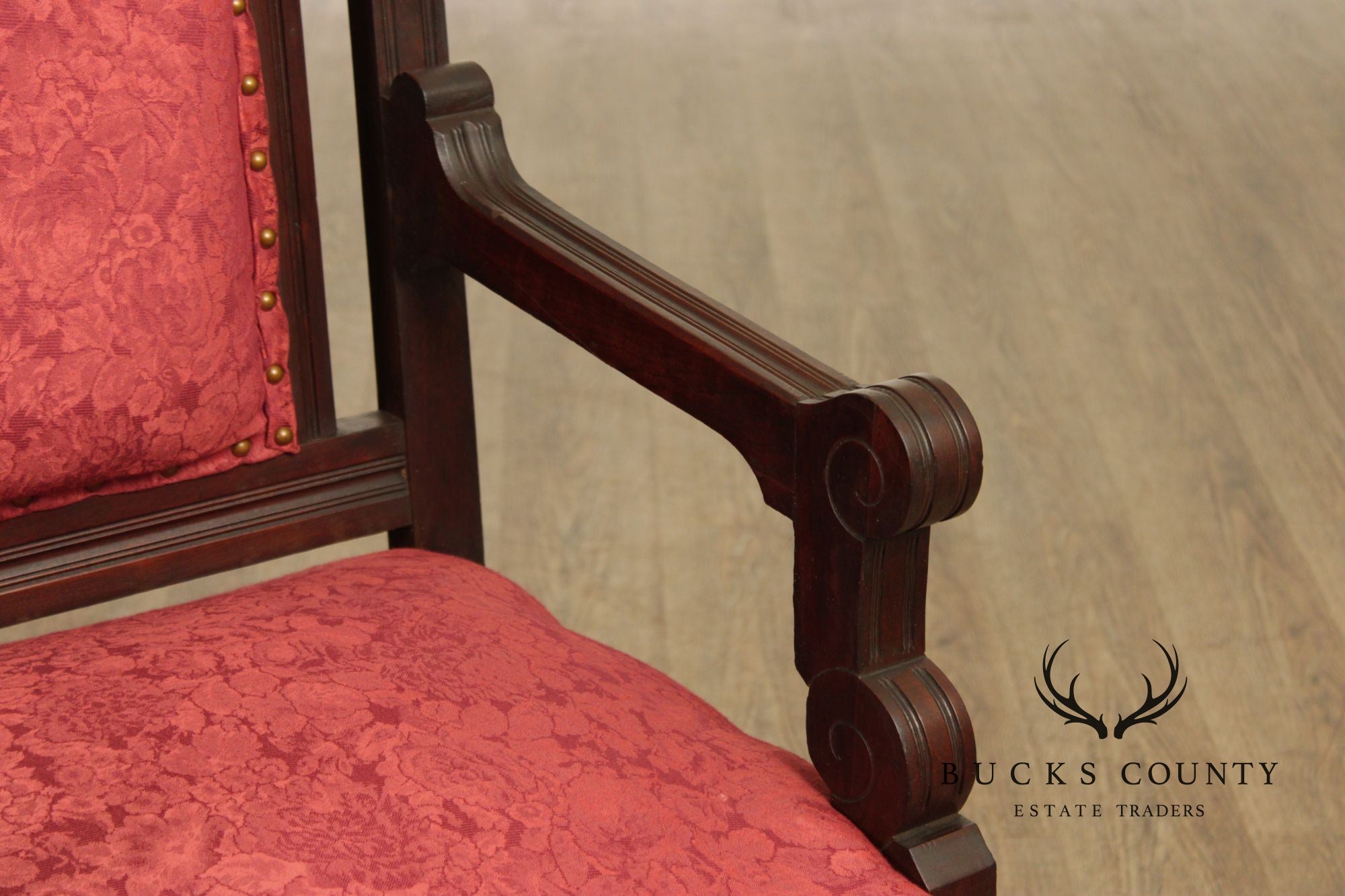 Antique American Gothic Revival Throne Chair