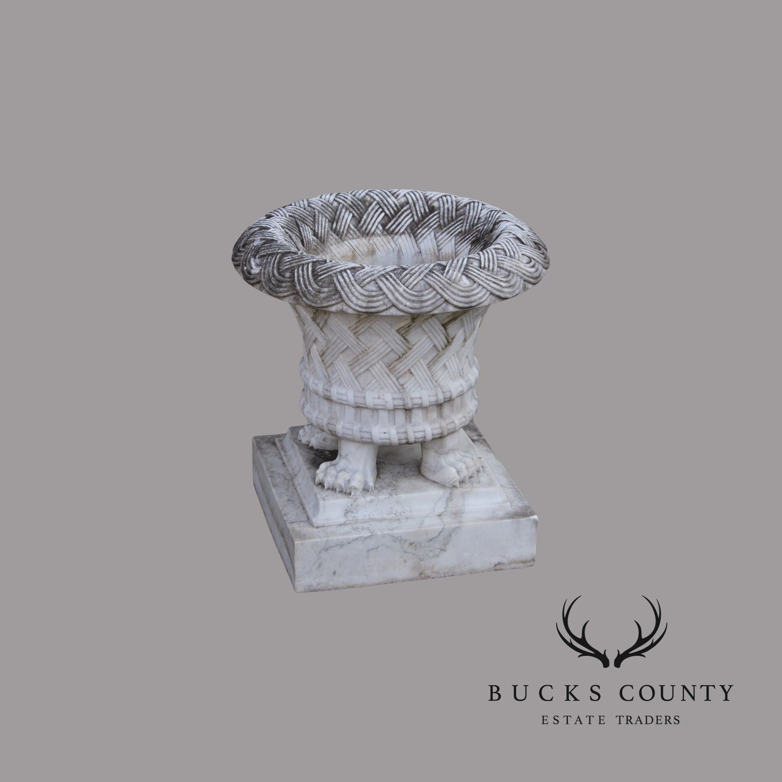 Georgian Style Large Vintage Carved Marble Garden Urn