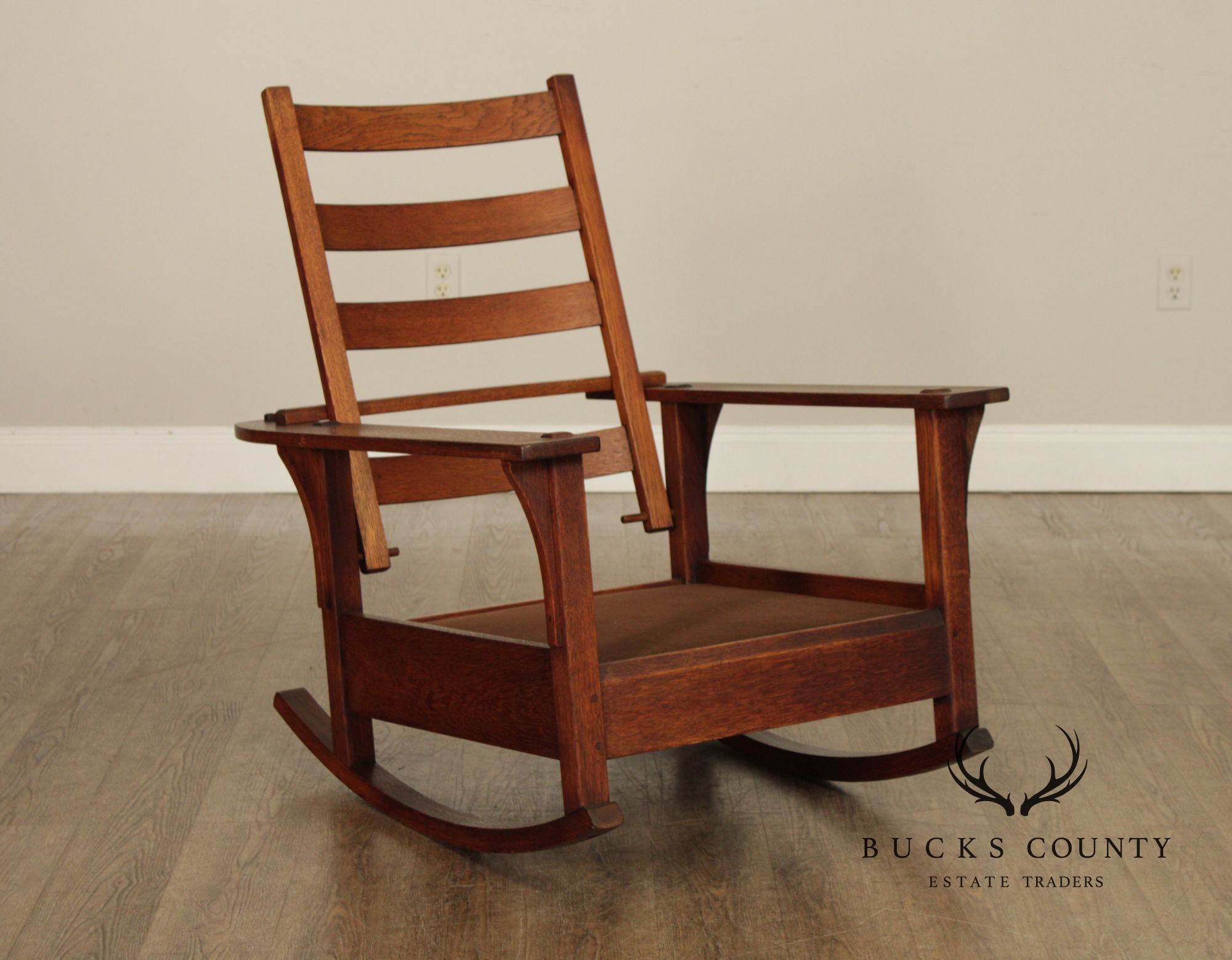 Antique L. & J.G. Stickley Mission Oak Morris Rocker