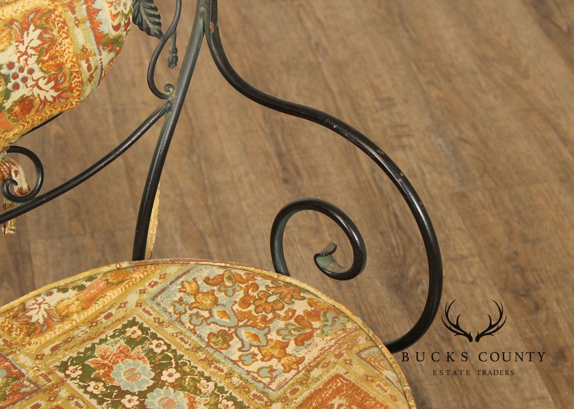 Woodard 'Chantilly Rose' Vintage Set of Six Wrought Iron Dining Chairs