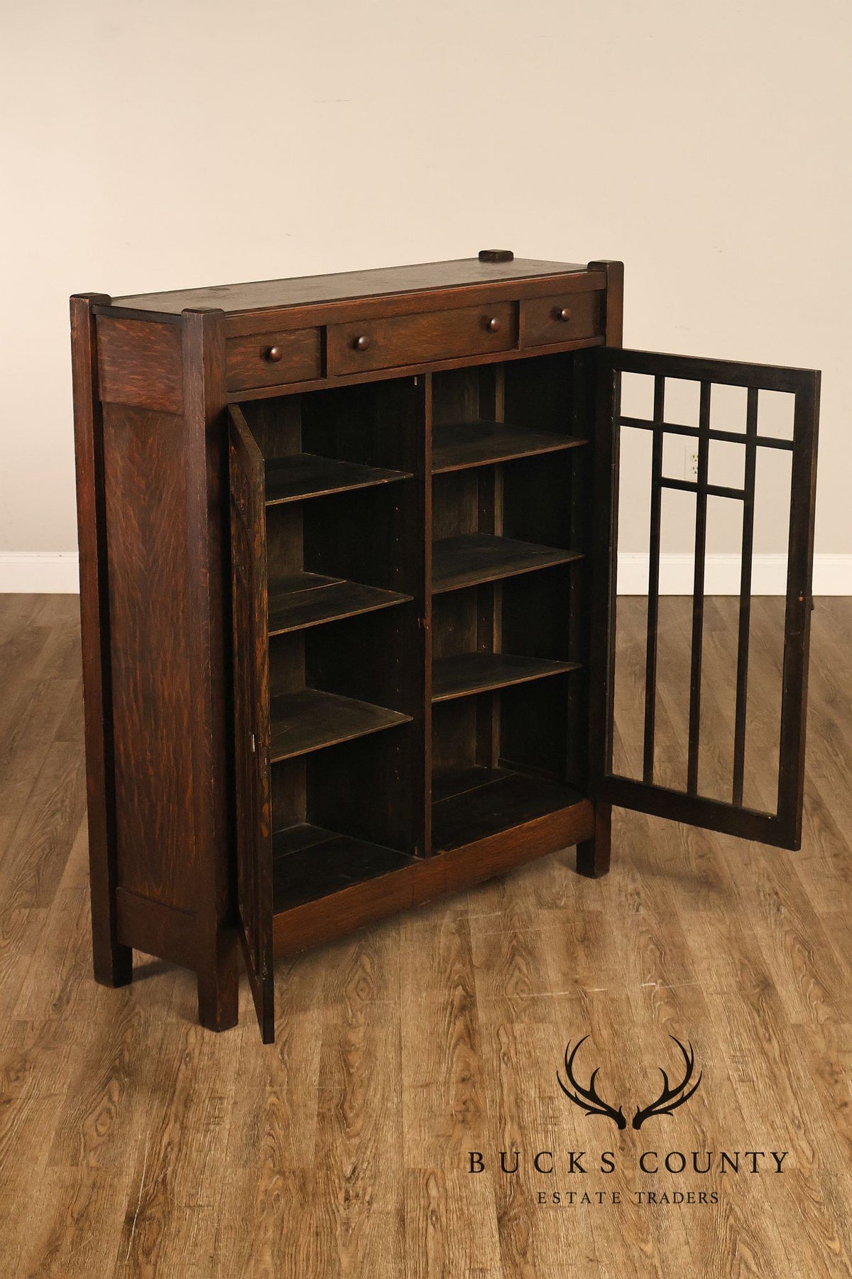 Antique Lifetime Furniture Mission Oak Bookcase Cabinet