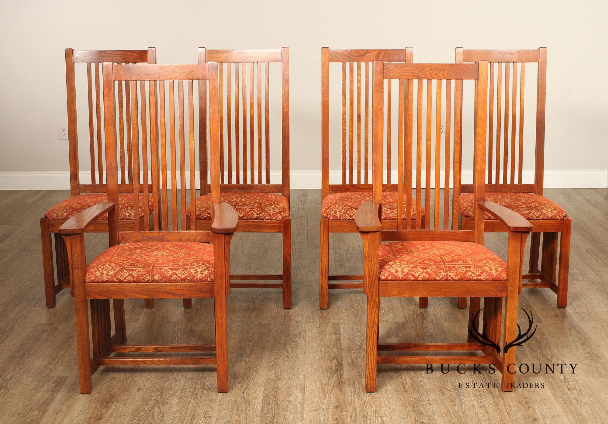 The Michaels Company Mission Style Set Of Six Oak Spindle Dining Chairs
