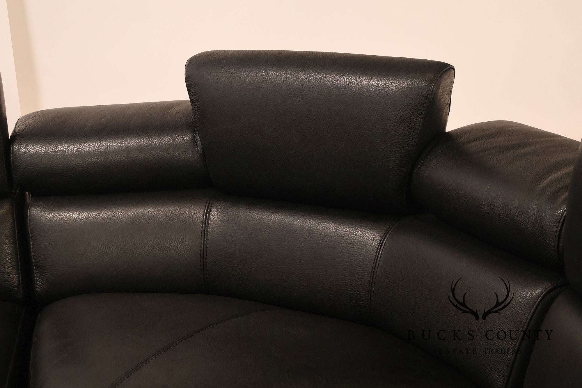 Italian Homes Contemporary Black Leather Sectional Sofa