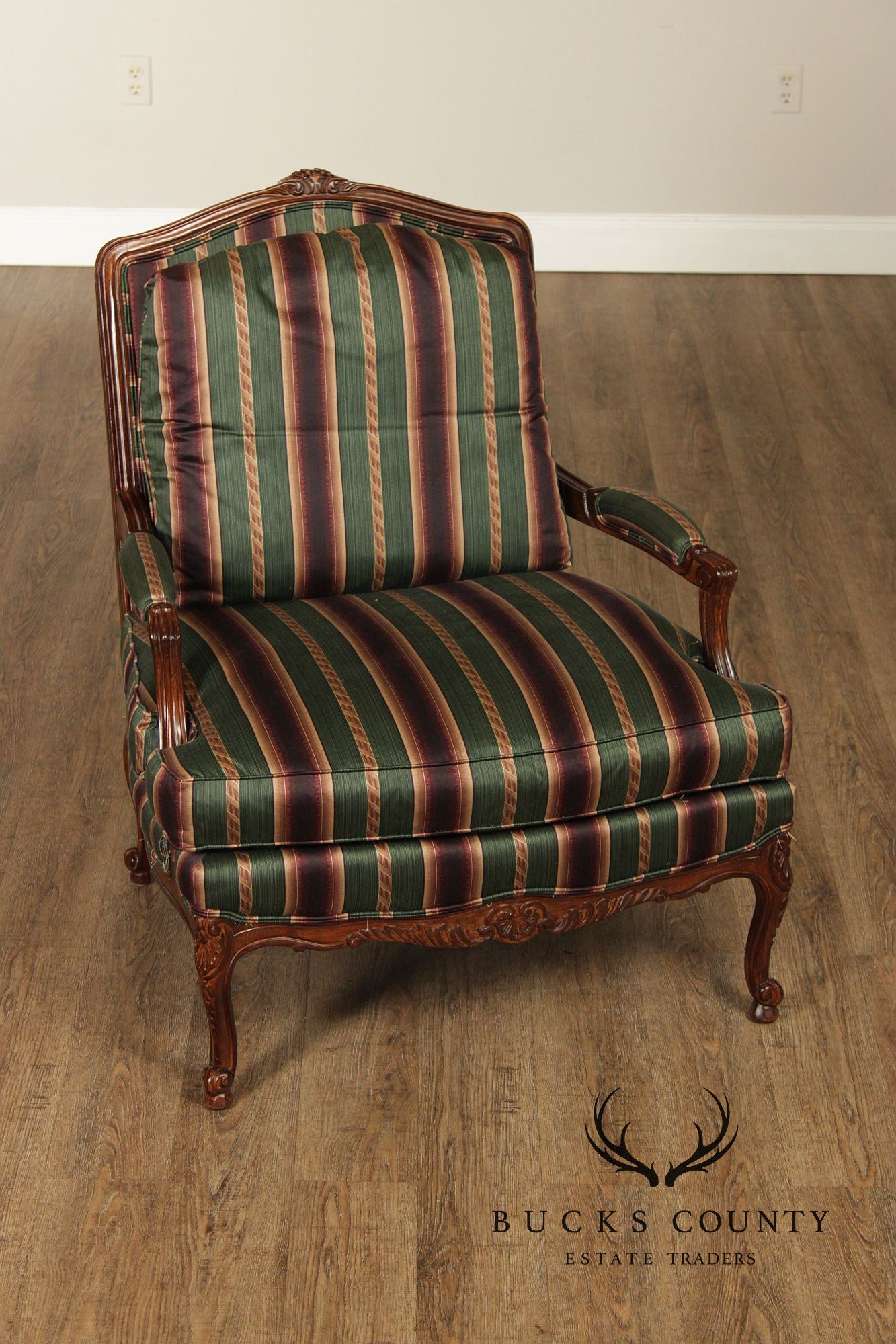 Sherrill Furniture French Louis XV Style Pair of Bergere Armchairs