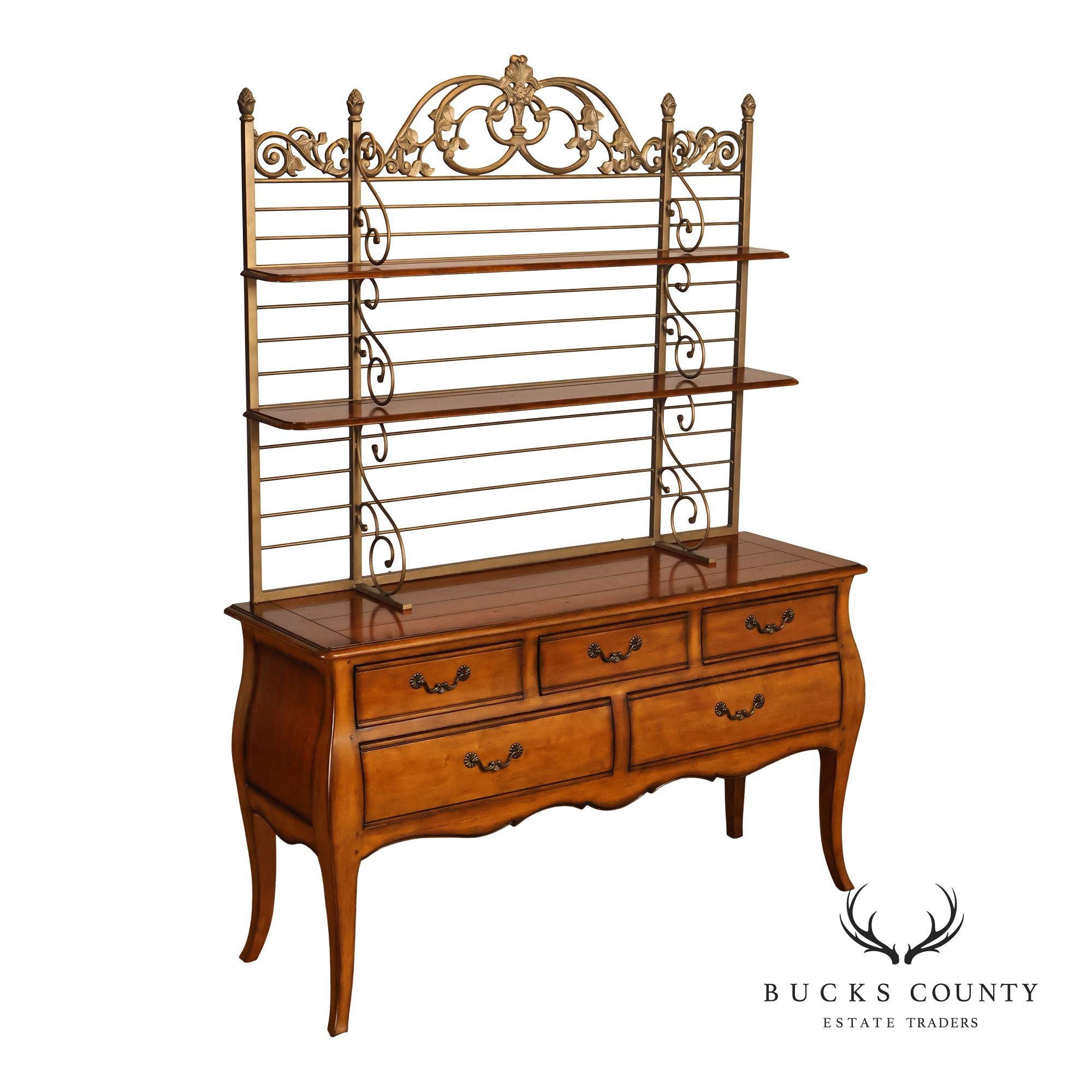 Drexel Heritage French Provincial Sideboard With Metal Scroll Baker's Rack
