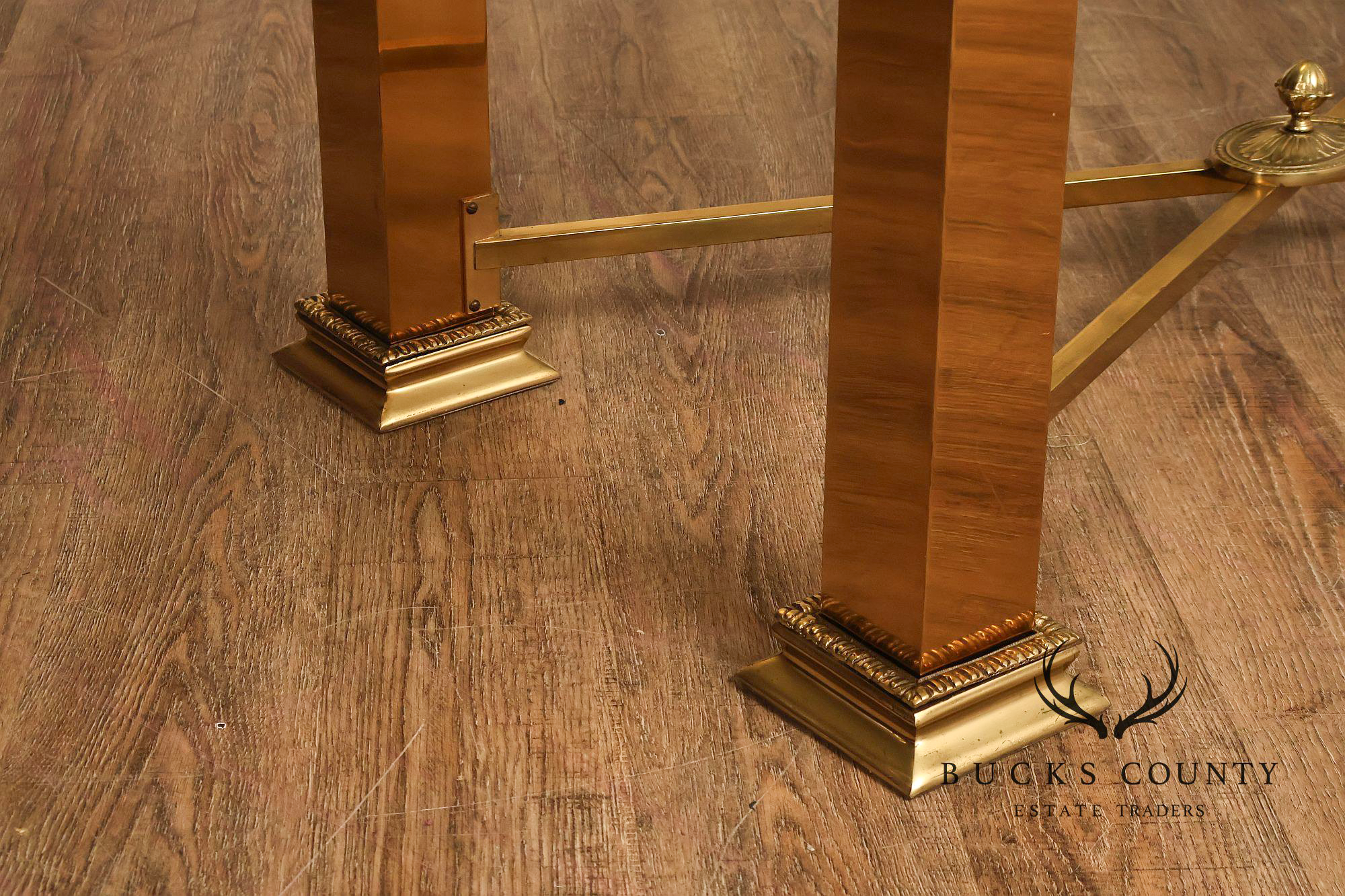 Hollywood Regency Brass & Glass Dining Table