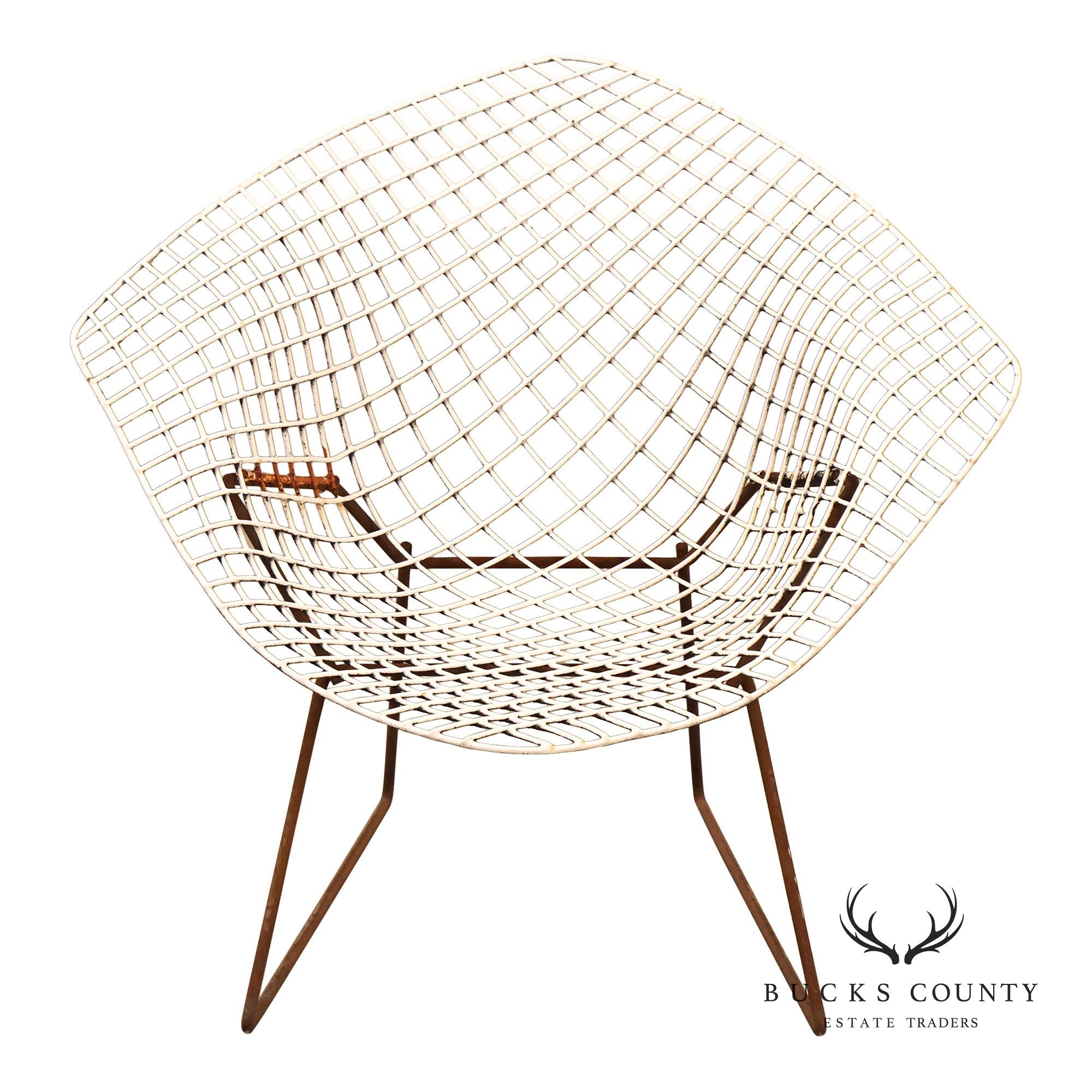Mid Century Modern Harry Bertoia Style Diamond Wire Lounge Chair