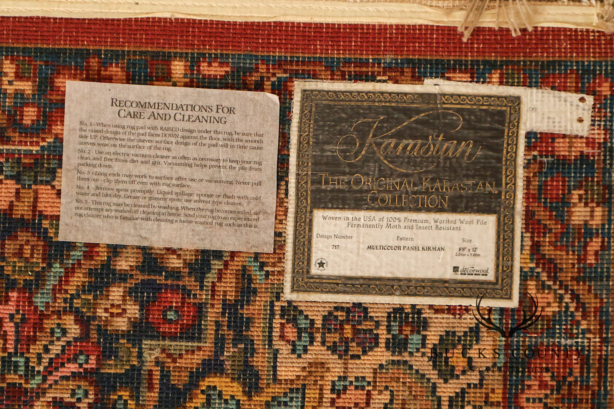 Karastan 8’ 8” X 12’ Multicolor Panel Kirman Wool Area Rug