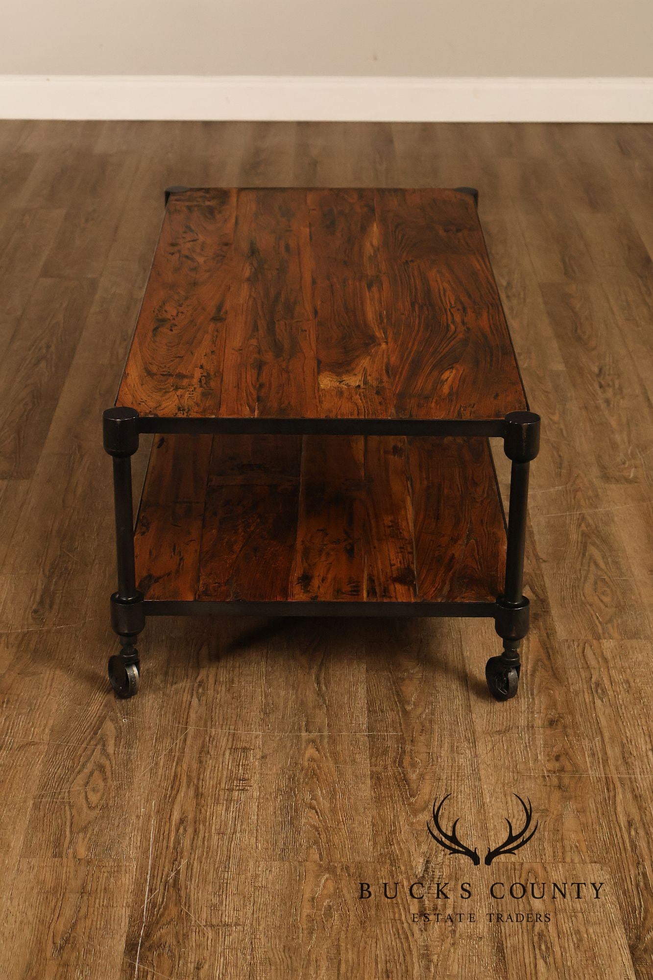 Industrial Style Two-Tier Rolling Coffee table
