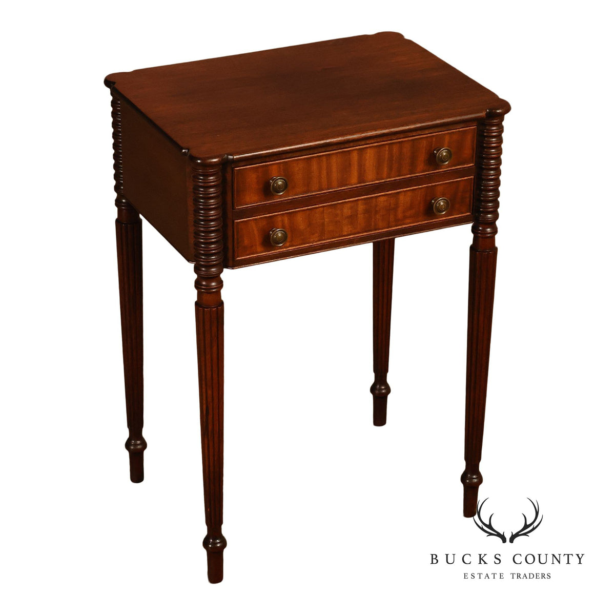 Federal Sheraton Style Mahogany Two-Drawer Side Table