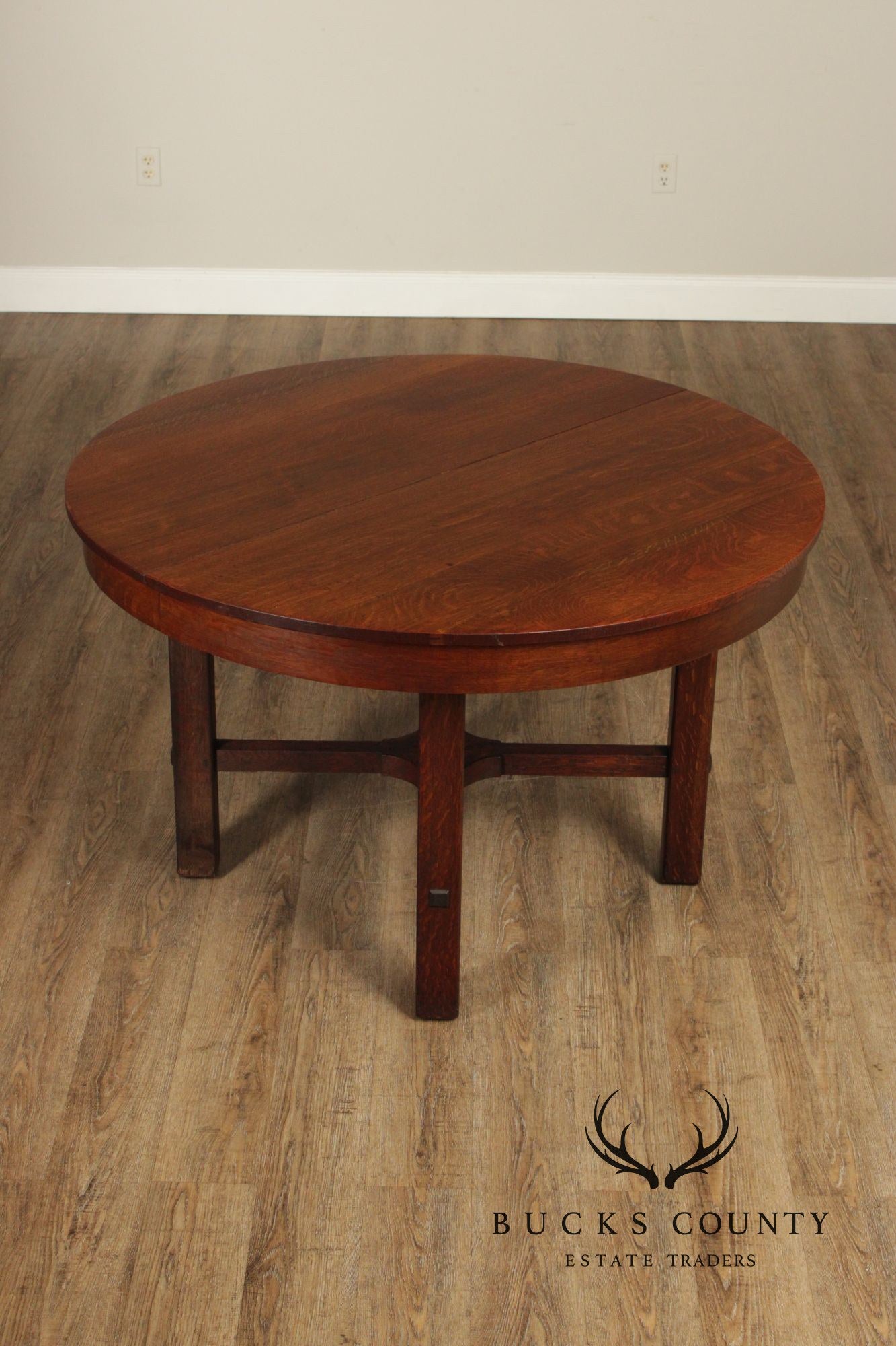 L. & J.G. Stickley Antique Round Oak Dining Table