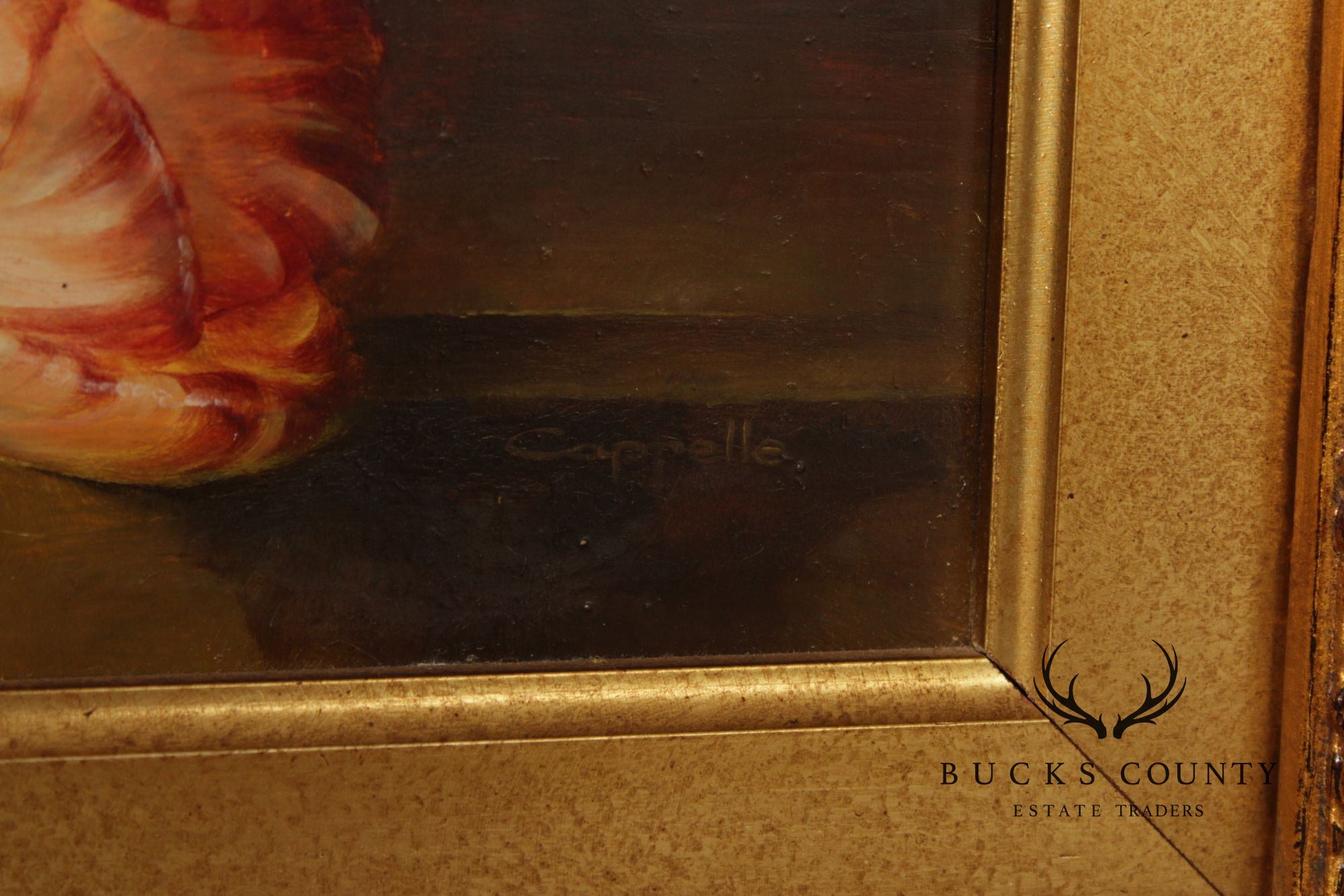 Giltwood Framed Still-Life Print, Signed