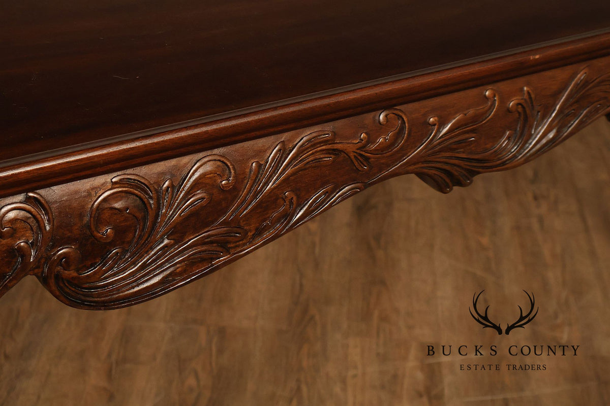 Narrow Irish Georgian Style Carved Mahogany Console Table