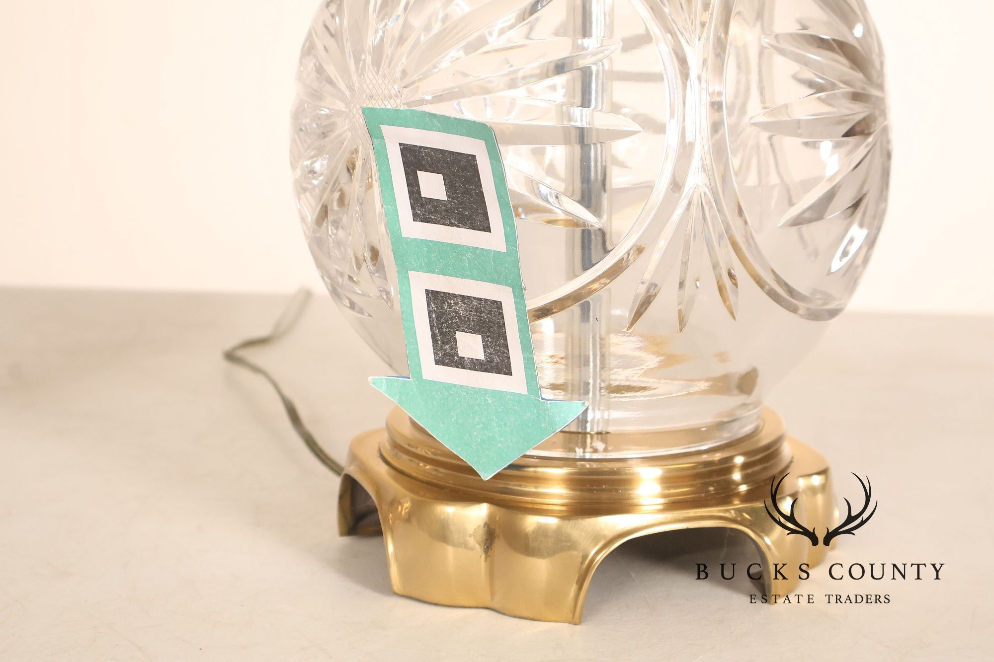 Pair Of Victorian Style Starburst Cut Crystal And Brass Table Lamps