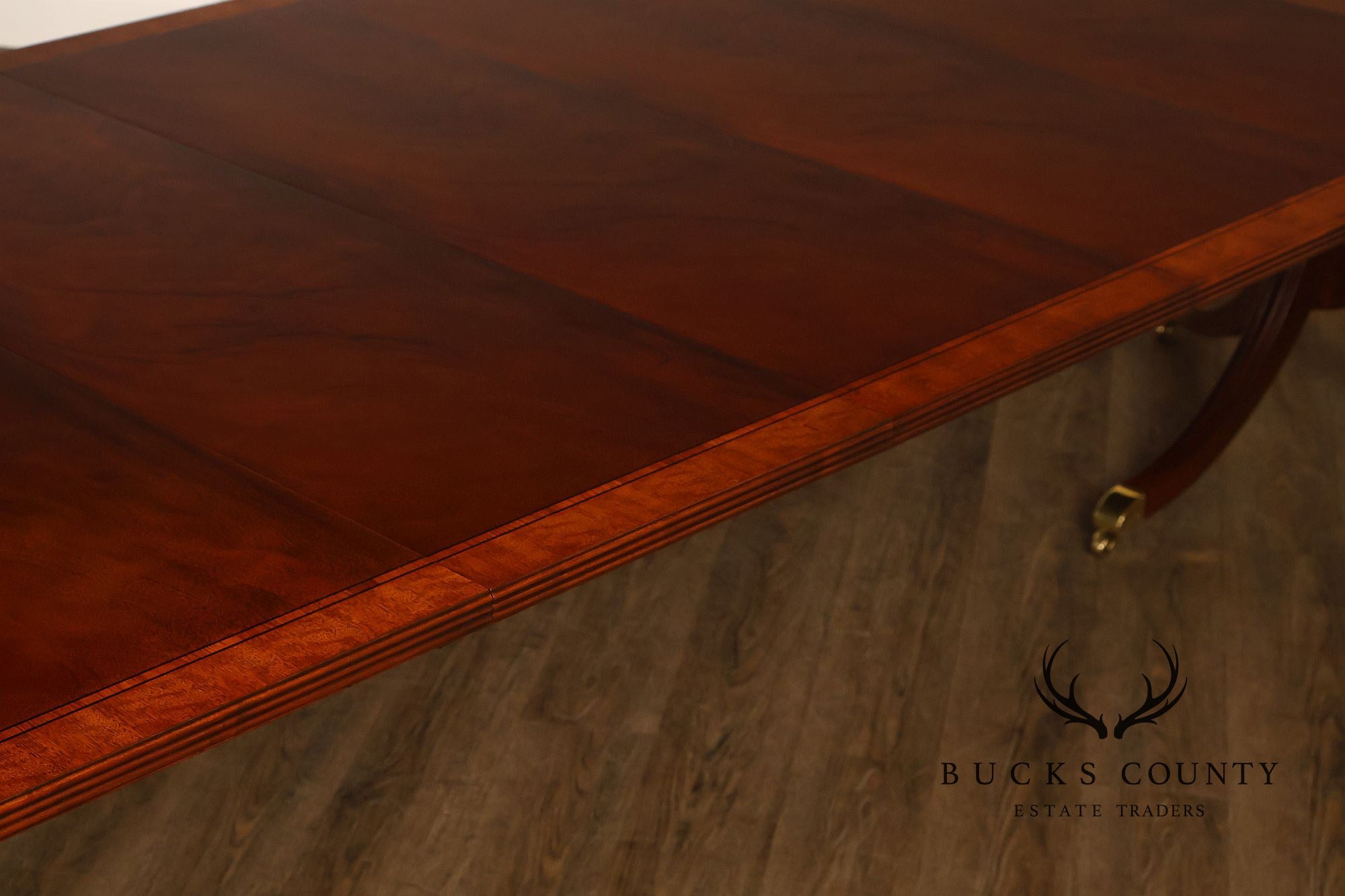 Craftique Mahogany Dining Table With Satin Wood Banding- 4 Leaves