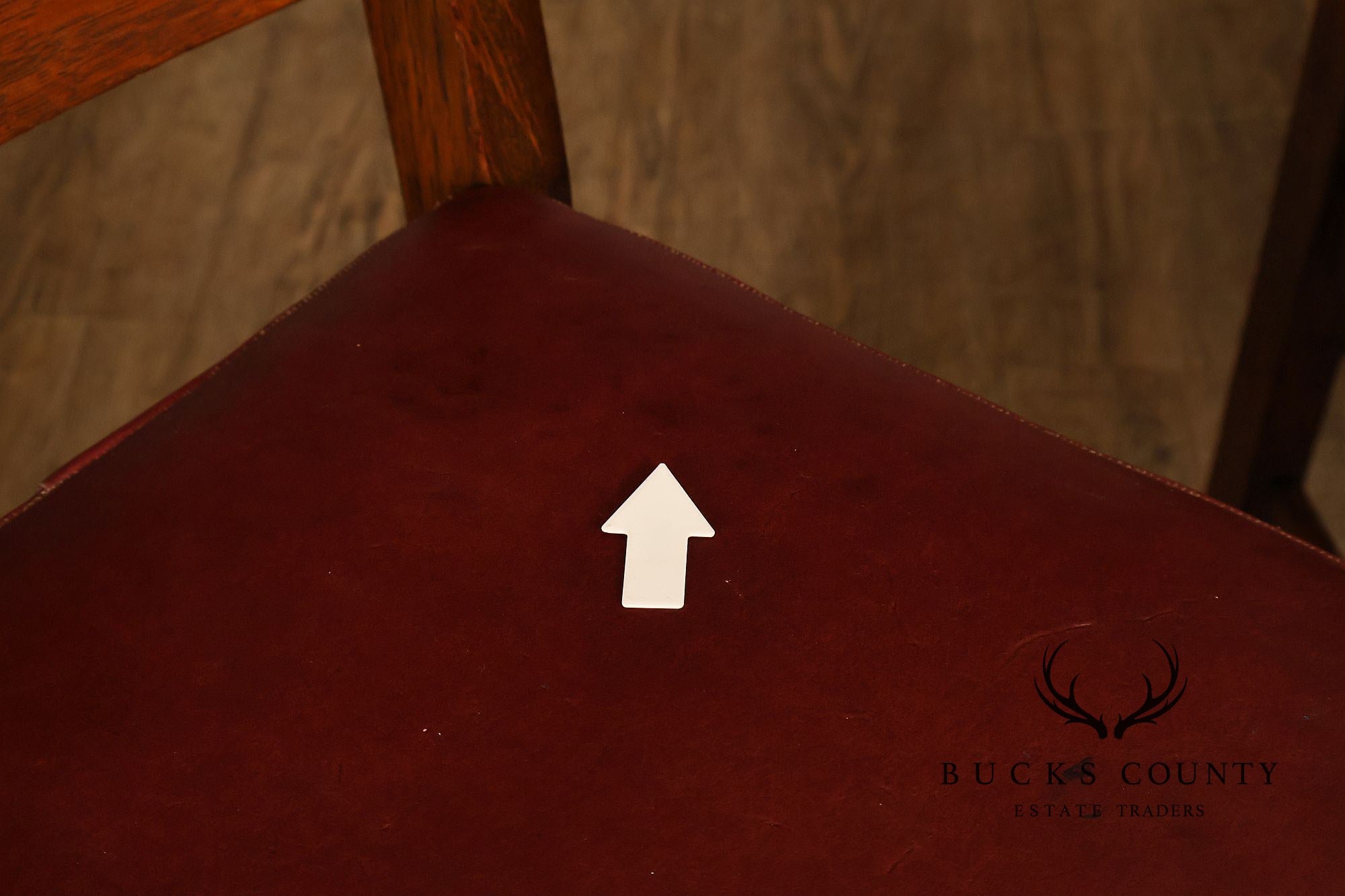 Antique L. & J. G. Stickley Set Of Four Oak Ladder Back Dining Chairs #800