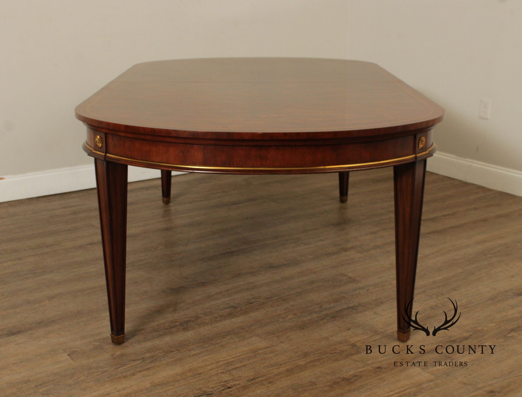 Maitland Smith Empire Style Oval Top Mahogany Expandable Dining Table