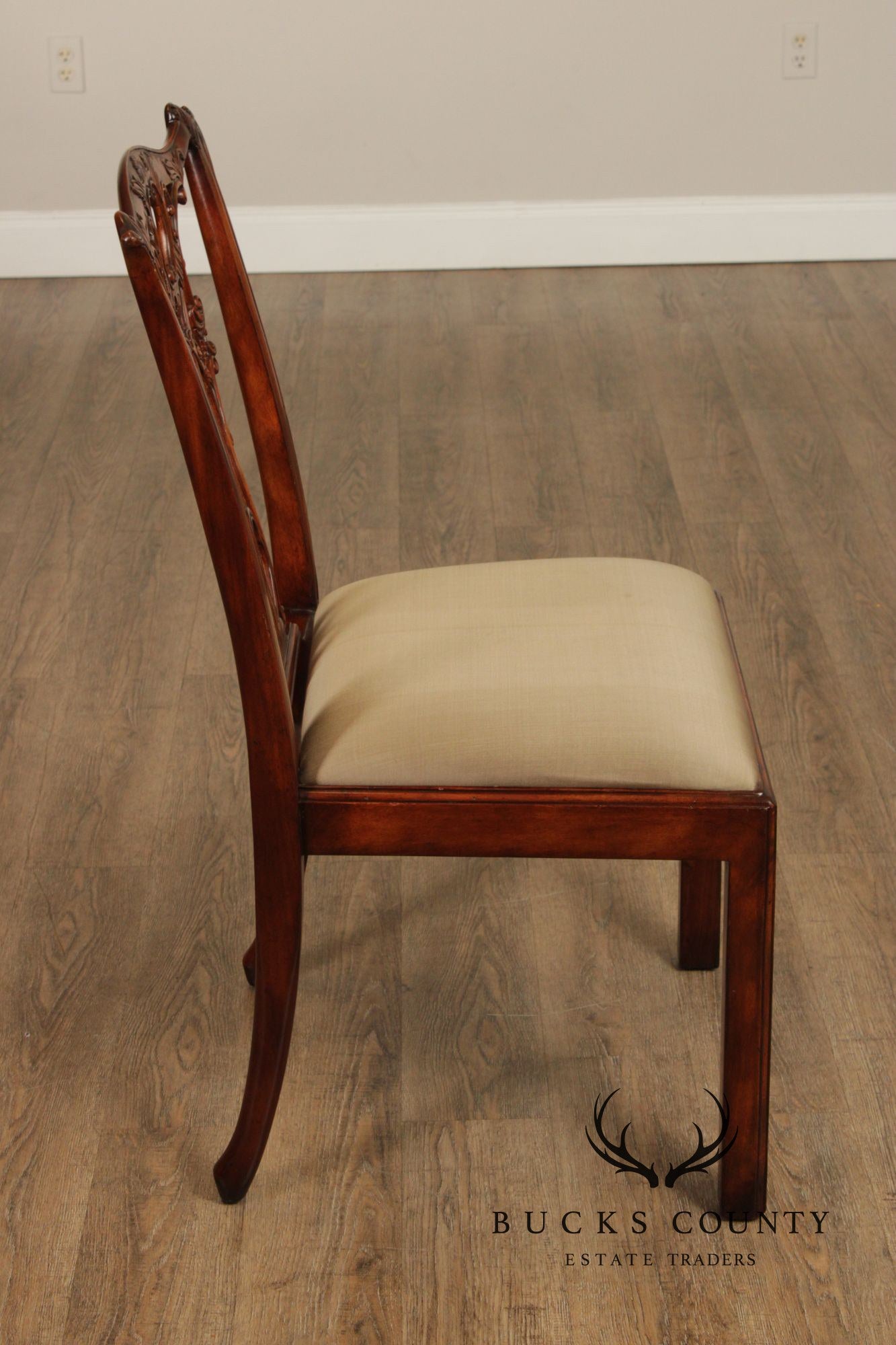 Theodore Alexander Chippendale Style Pair Of Carved Mahogany Side Chairs