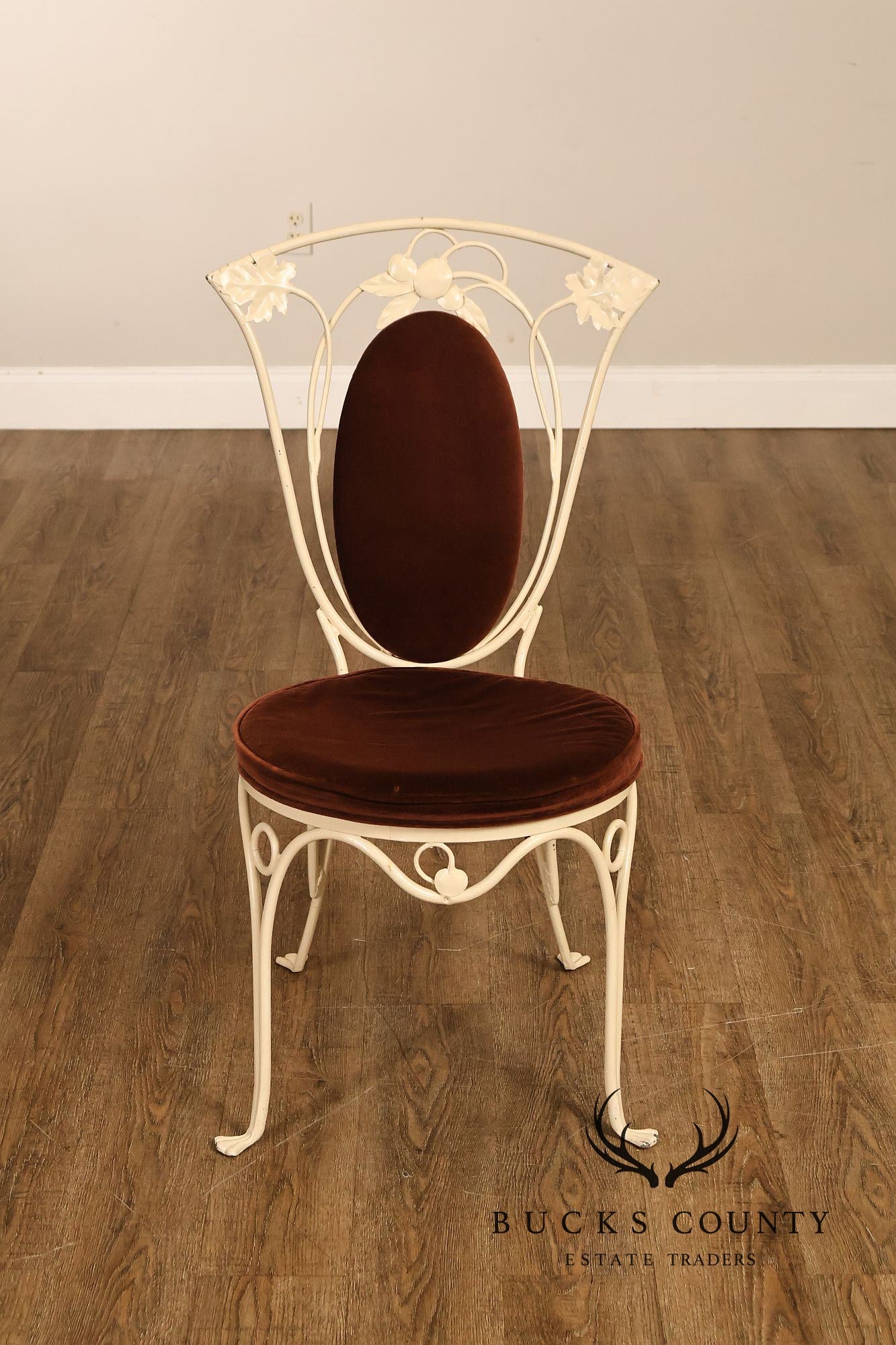 Salterini Mid Century Wrought Iron Fruit And Vine Set Of 6 Dining Chairs