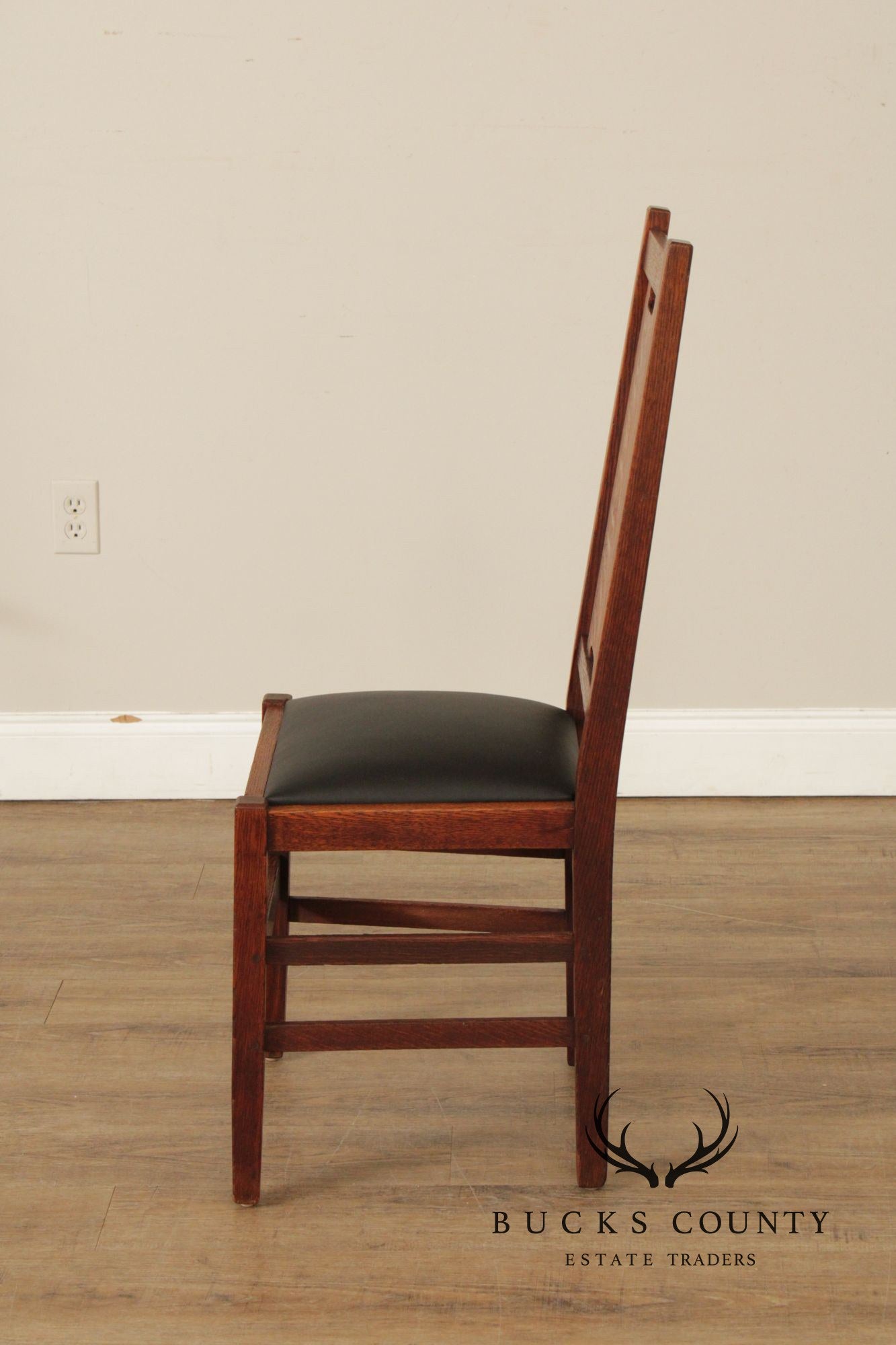 Gustav Stickey Antique Mission Oak H-Back Side Chair