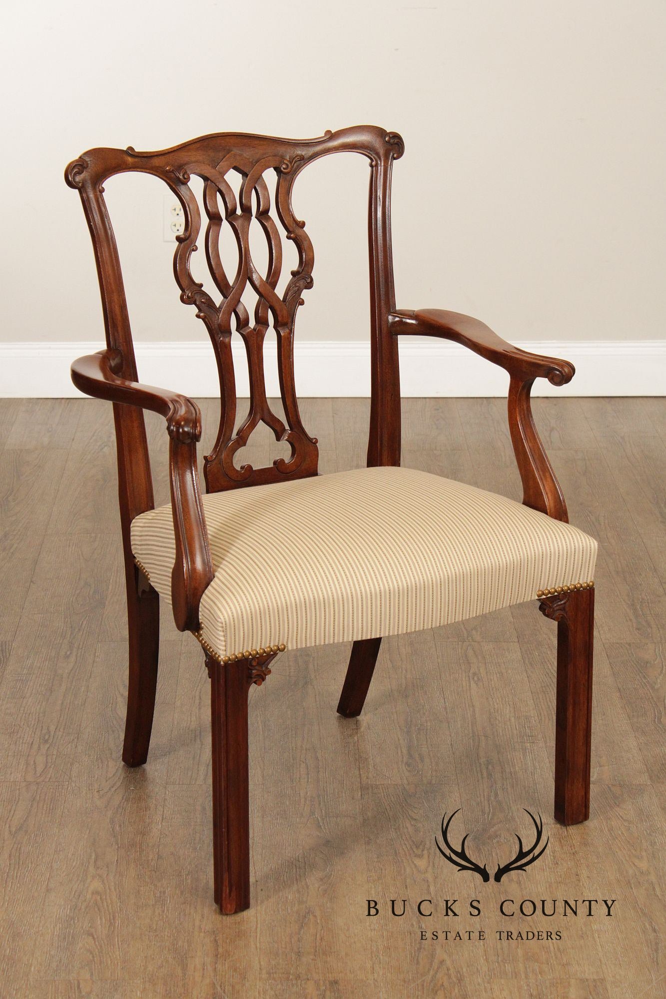 Baker Chippendale Style Set of Six Mahogany Dining Chairs