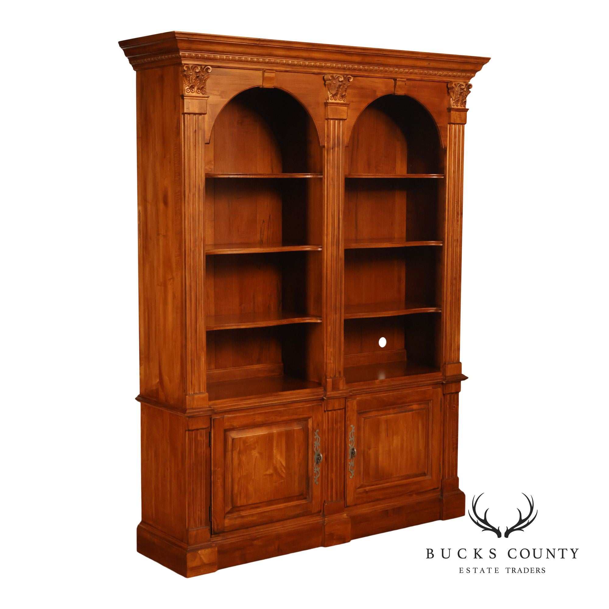 Ethan Allen 'Legacy' Maple Open Carved Library Bookcase