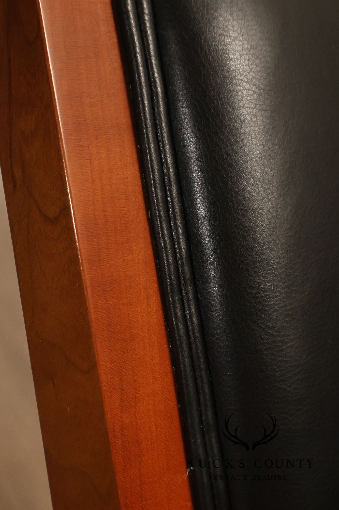 Stickley Mission Collection Pair Of Cherry And Leather Armchairs