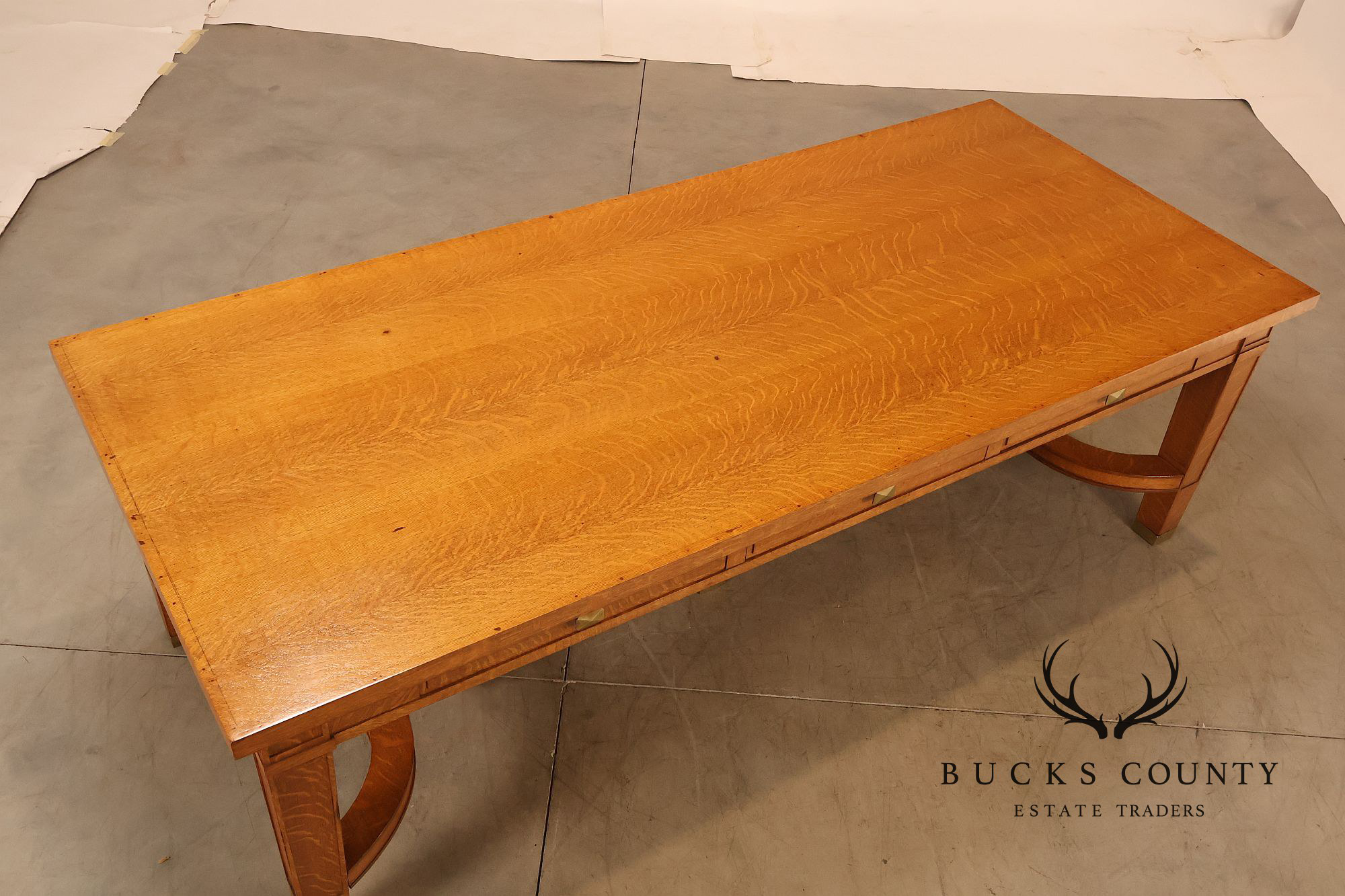 Arts & Crafts Style Large Oak Library Table