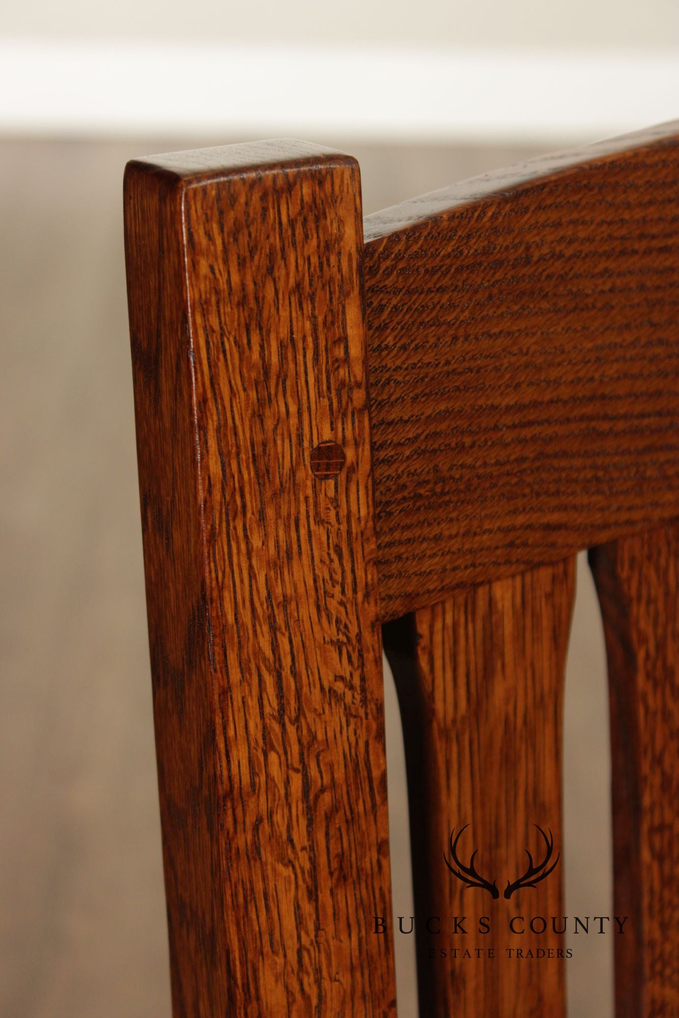 Stickley Mission Collection Oak Swivel Desk Chair With Black Leather Seat