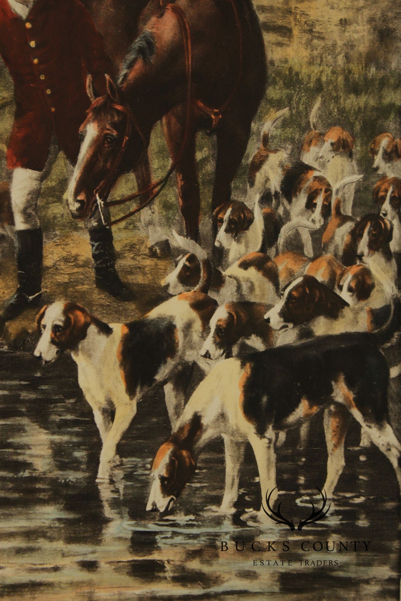 D.F. Thomson English Hunt Print, 'Home by the Ferry'