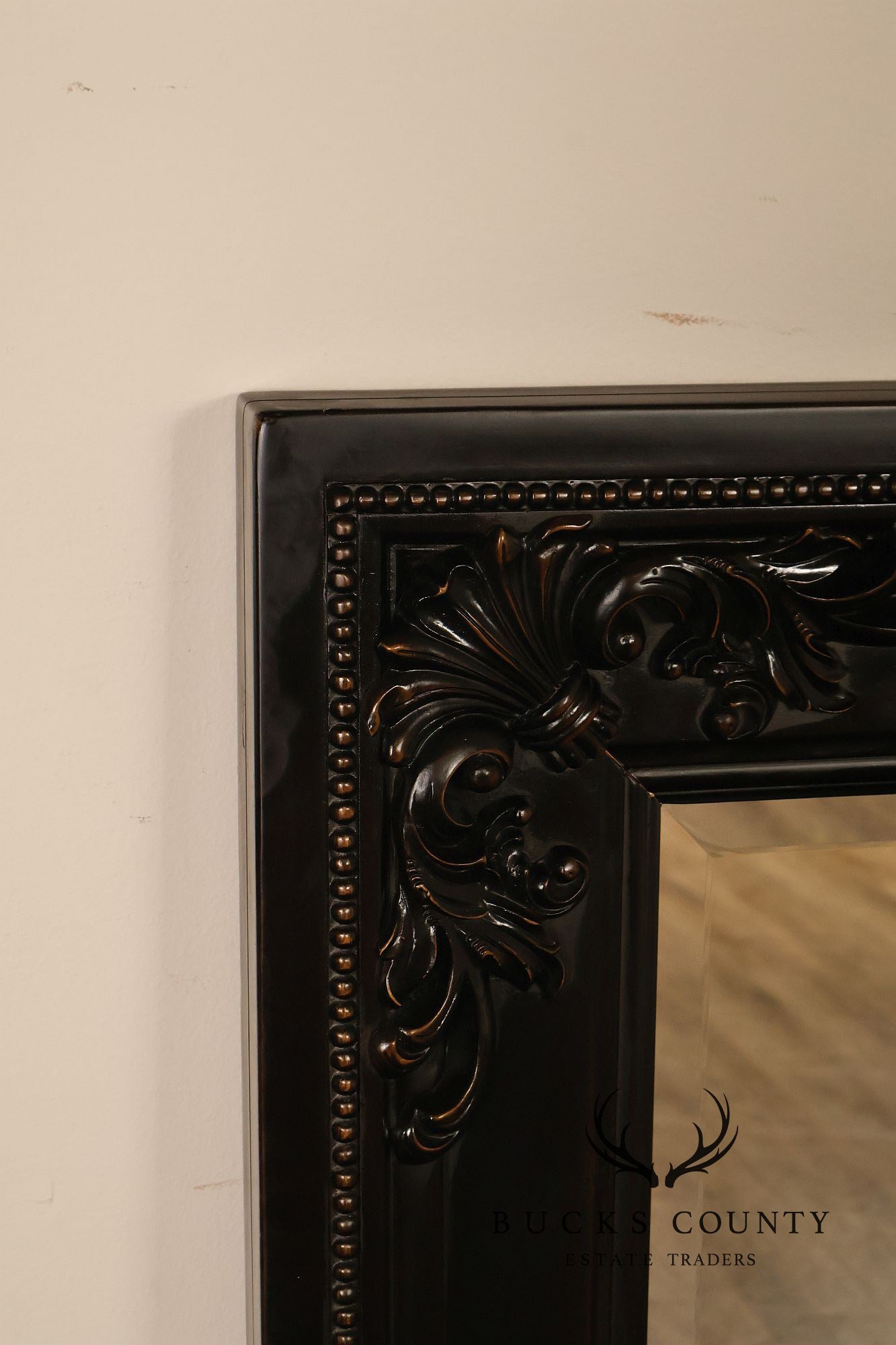 Rococo Style Large Ebonized Leaner Mirror