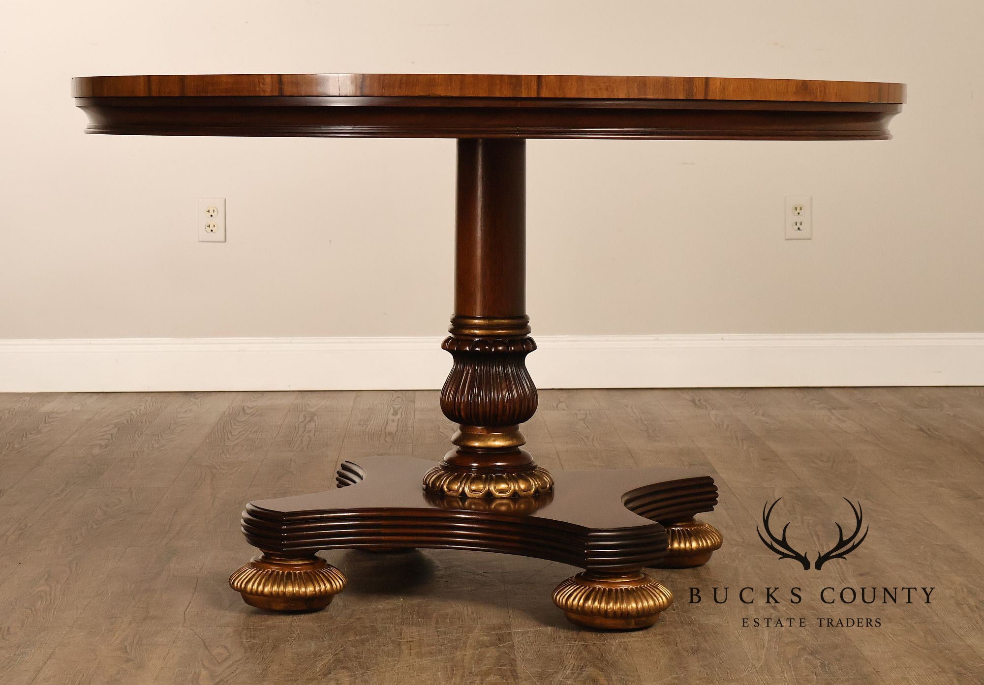 English Regency Style 48" Round Mahogany Center Table
