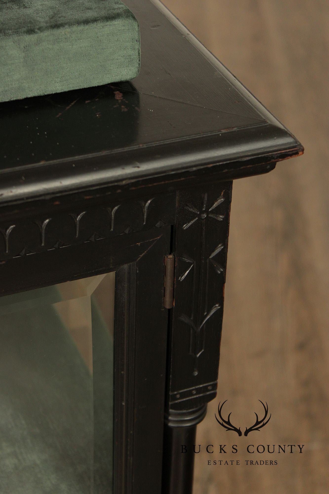 Antique Aesthetic Ebonized Jewelers Display Cabinet