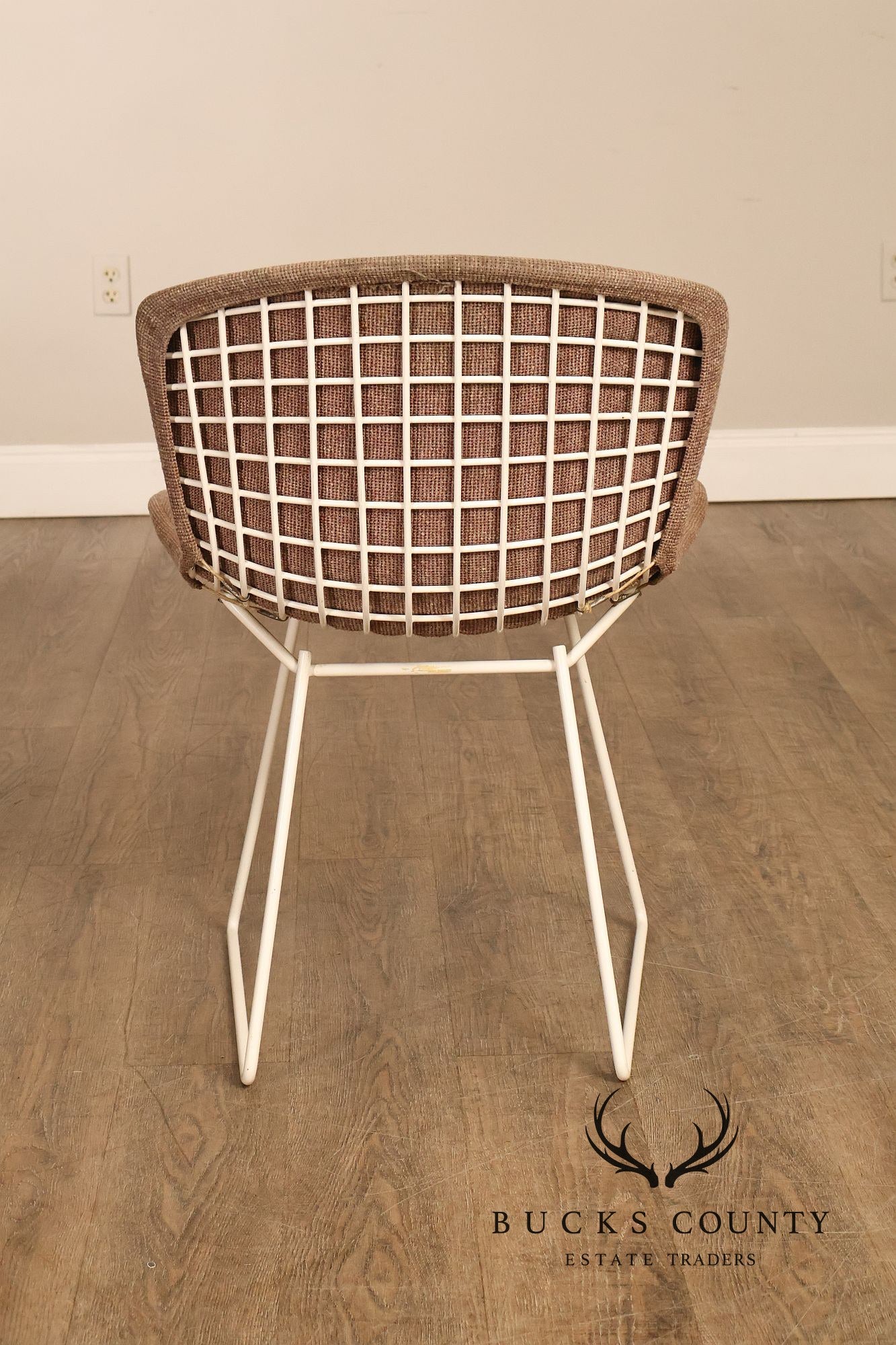 Harry Bertoia For Knoll Pair Of Wire Dining Side Chairs With Full Cushions